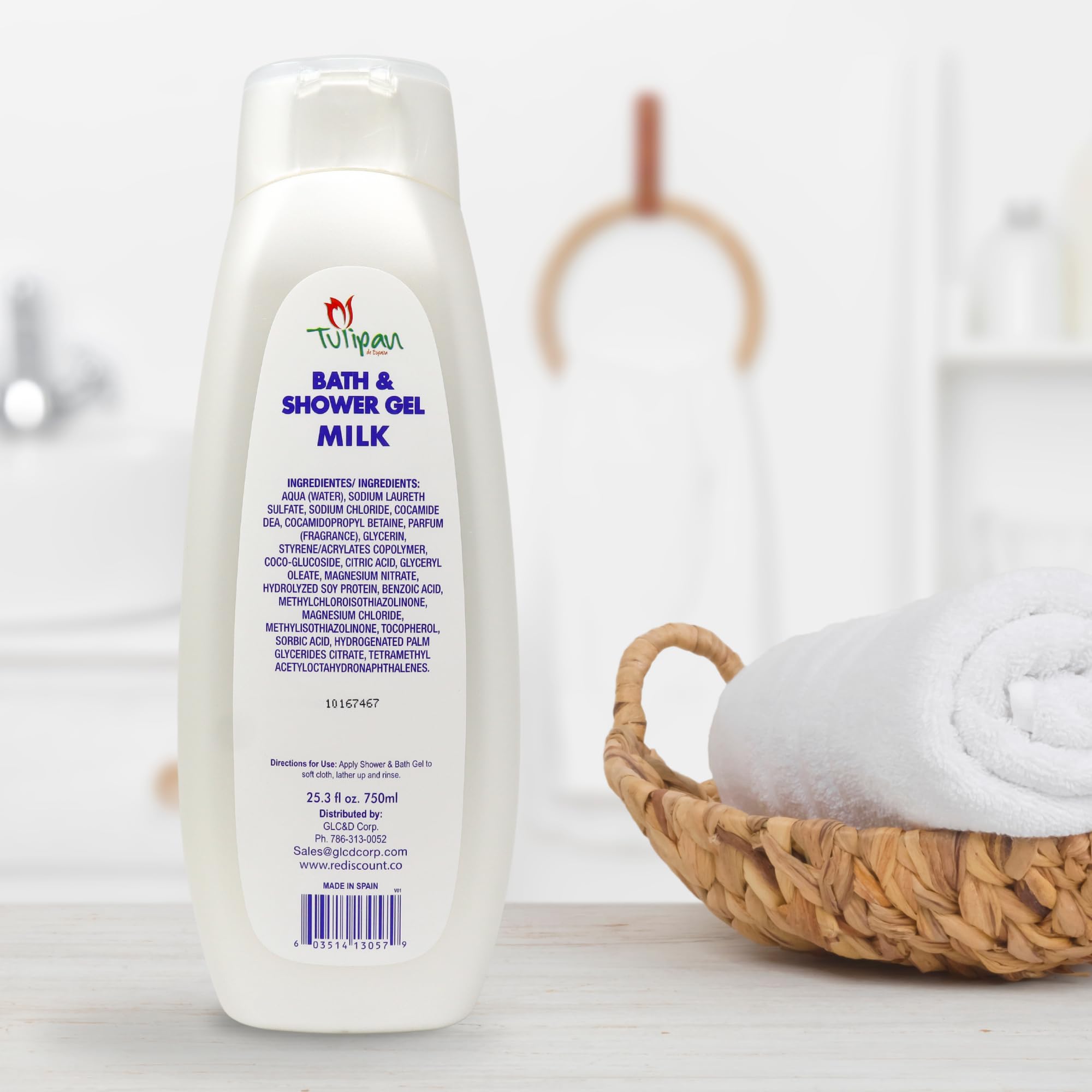 Tulipan De España Ultra-Hydrating Milk Body Wash - 25oz with Leche Essence for Soft & Silky Skin | Perfect for Dry Skin Care & Daily Shower Routine