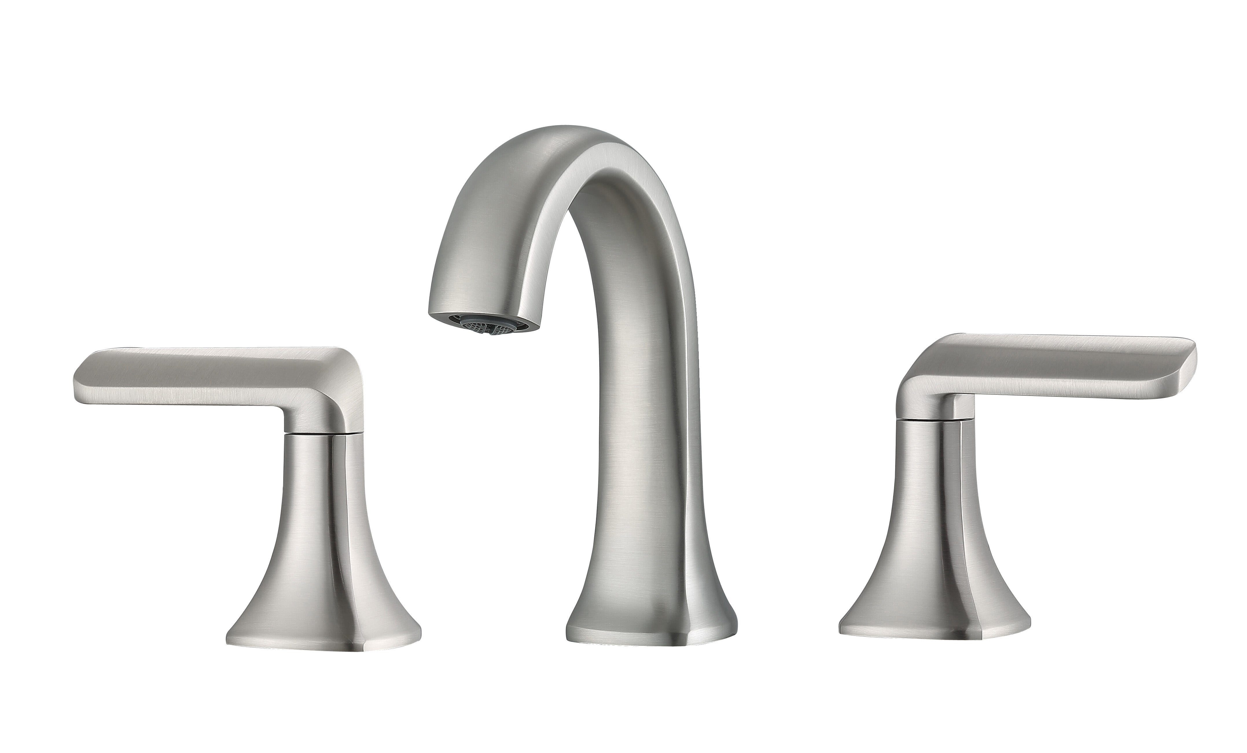 Arezzo Widespread Bathroom Faucet in Brushed Nickel - Modern 8 Inch Centerset Bathroom Sink Faucet with High Arc Spout for Vanity, Powder Room & Guest Bathroom