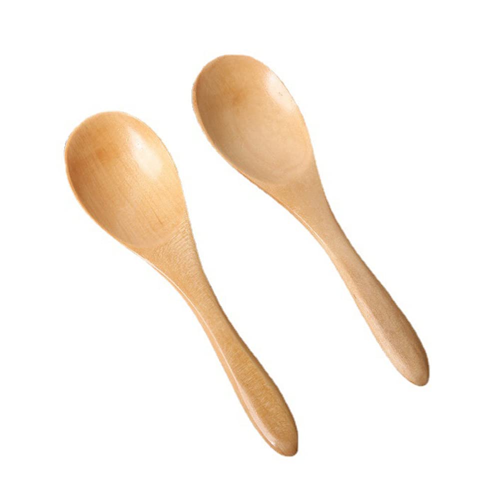 5-Piece Wooden Spoon Set - Small Soup, Ice Cream, Snack & Honey Teaspoons for Kids - Eco-Friendly Kitchen Utensils for Cooking, Baking & Daily Use