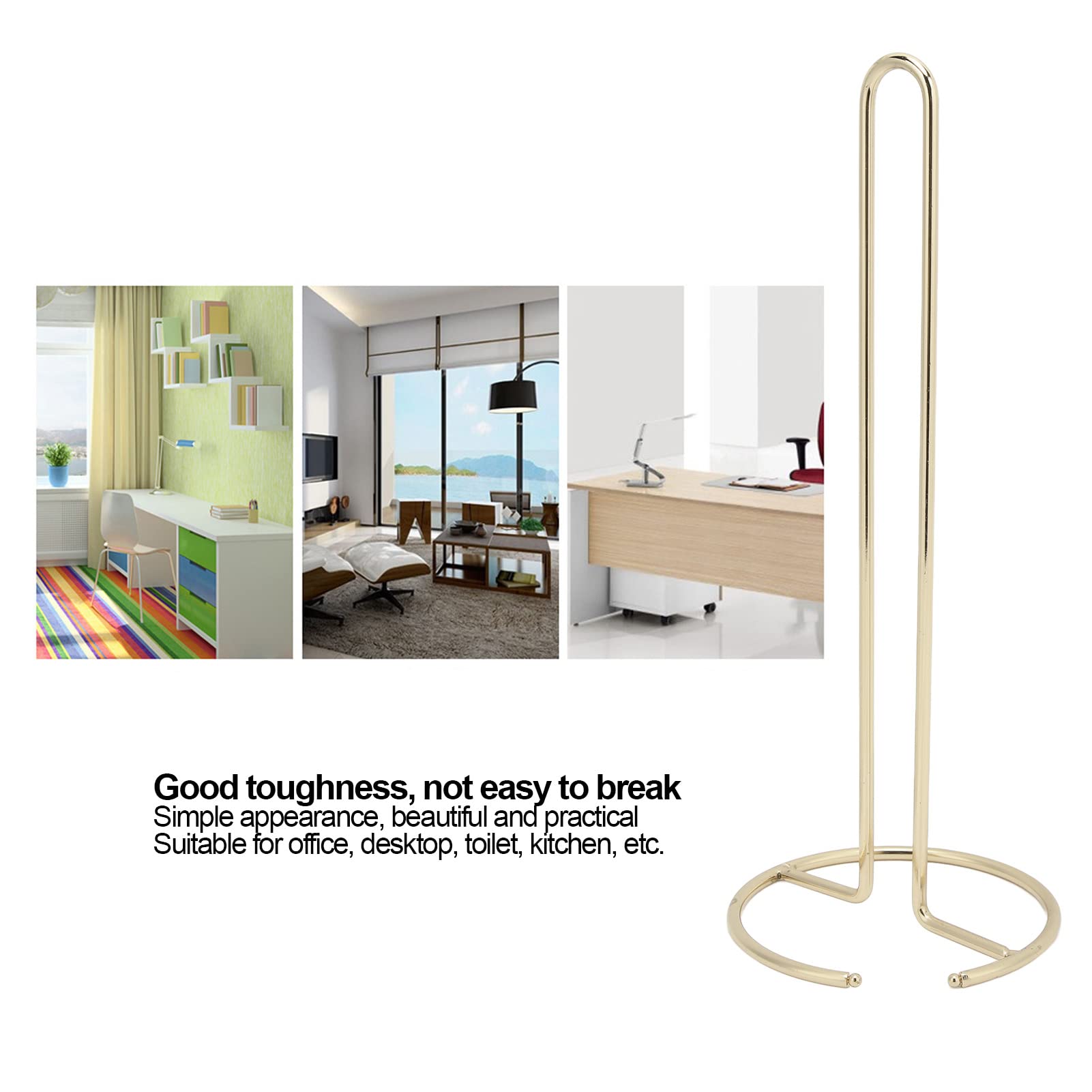 Zerodis Freestanding Toilet Paper Holder Stand - Wrought Iron Tissue Dispenser for Bathroom, Office, Kitchen & Desktop - Gold | Space-Saving & Stylish Home Decor