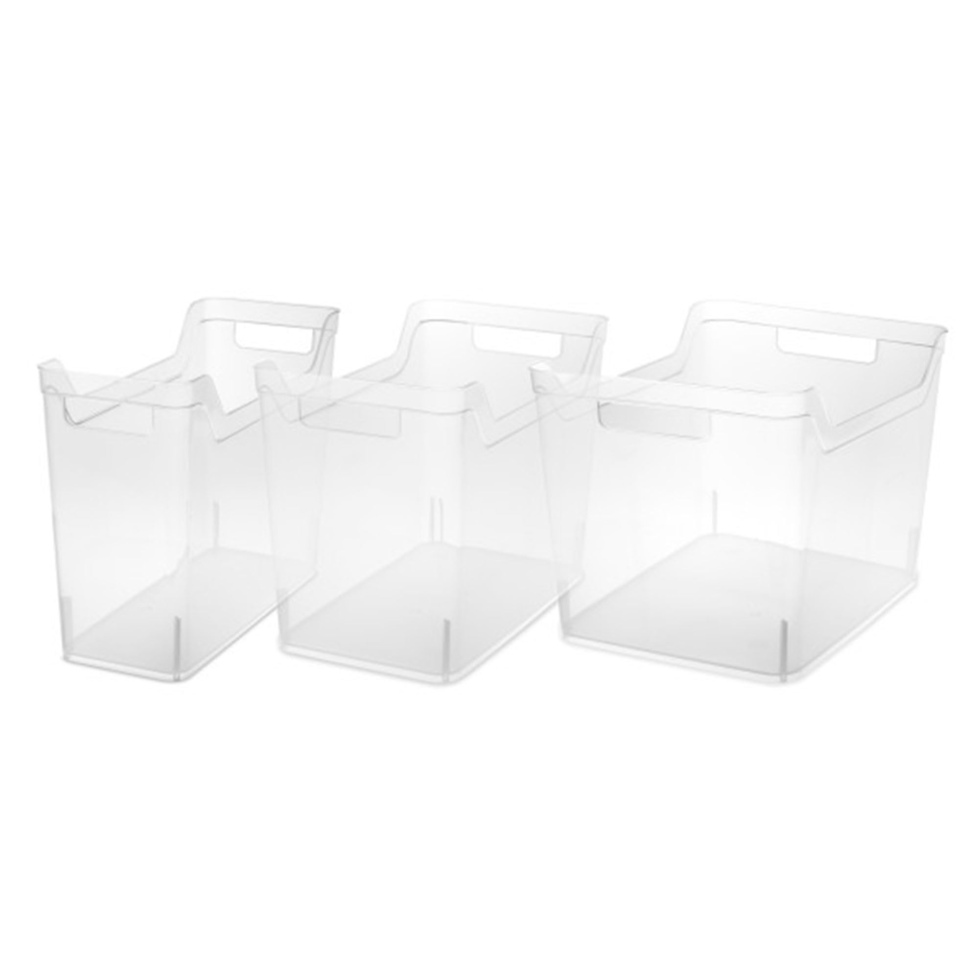 Sterilite Clear Plastic Storage Bins with Handles - 24 Pack Wide Shelf Organizer for Home, Kitchen, Office - Durable Open Top Baskets for Pantry, Closet, Toy & Craft Organization