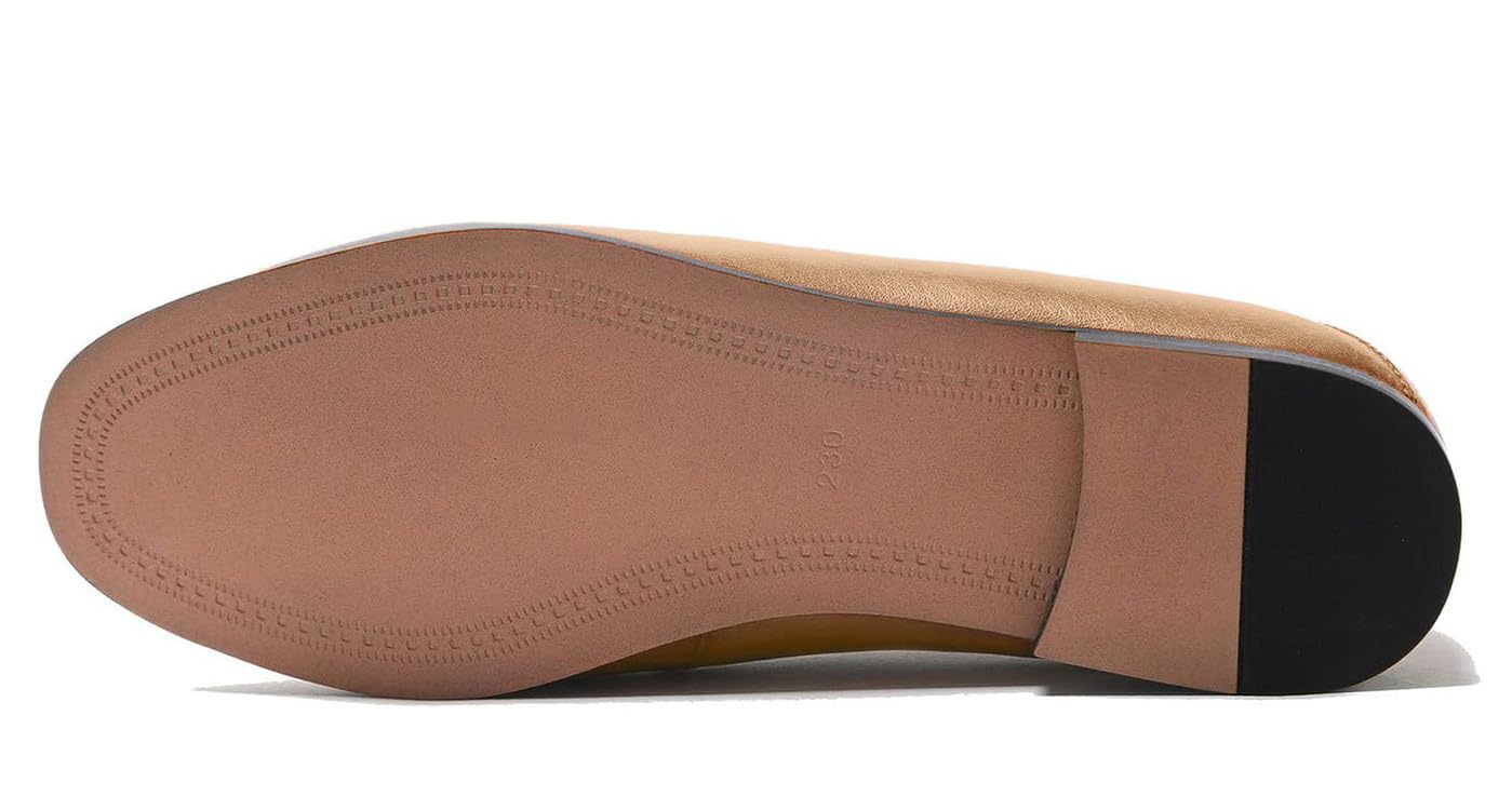 U-lite Women's Cow Leather Slip On Loafers with Metal Decoration - Comfortable Flat Mules for Casual Wear, Office & Travel