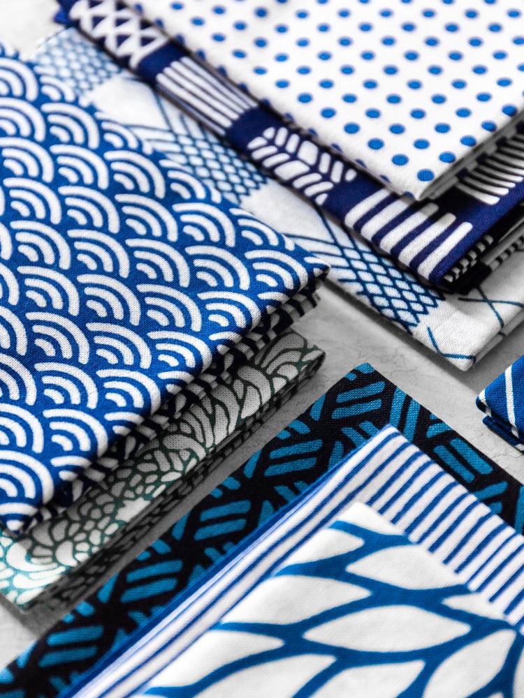 Kamawanu Tenugui Blue Waves - Japanese Cotton Hand Towel for Kitchen, Bath & Travel | Eco-Friendly, Absorbent & Quick-Drying