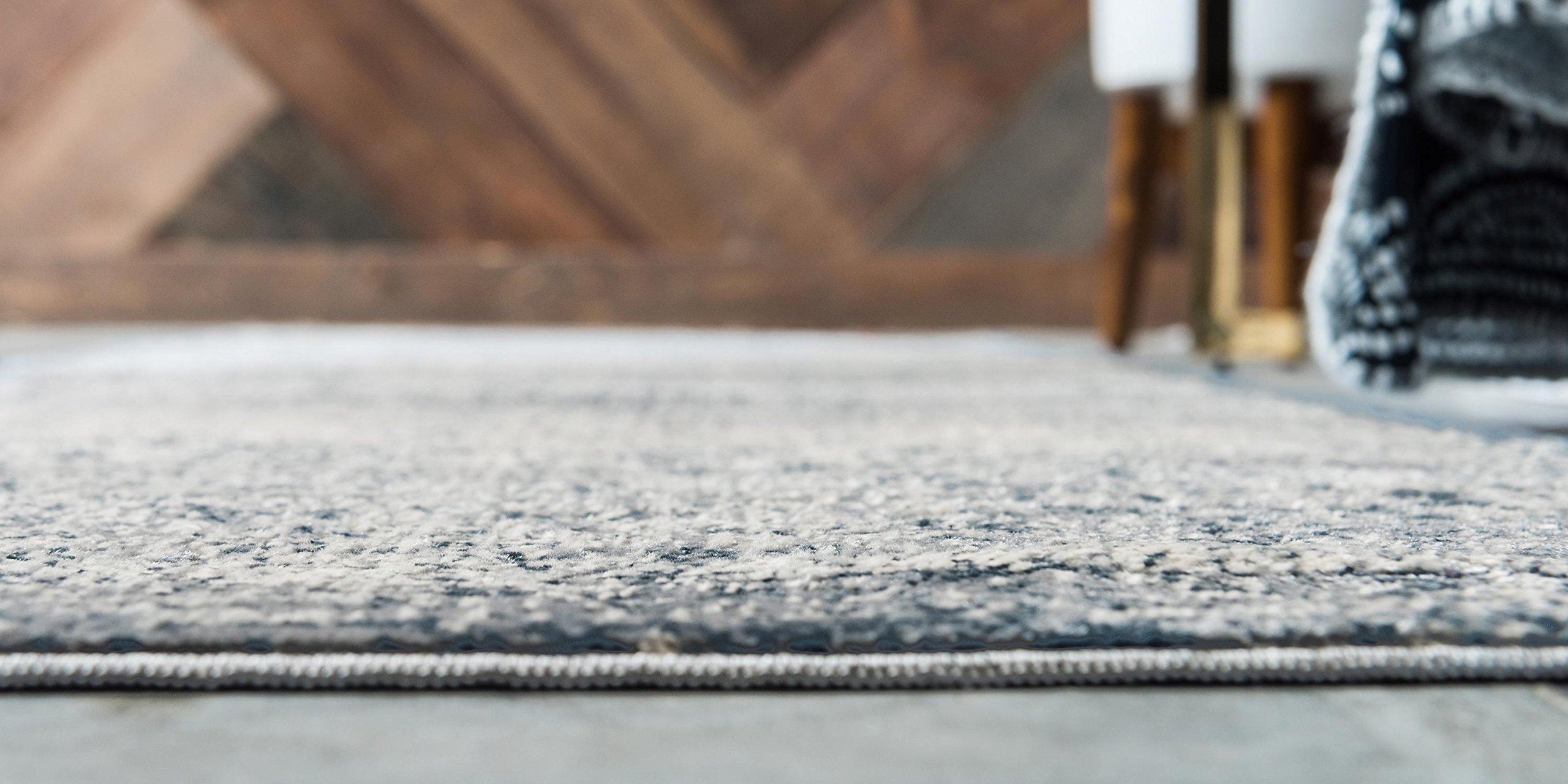 Unique Loom Victoria Runner Area Rug - 3' x 13' Dark Blue - Non-Slip Hallway Carpet for Home Decor | Perfect for Entryways, Kitchens & Long Narrow Spaces