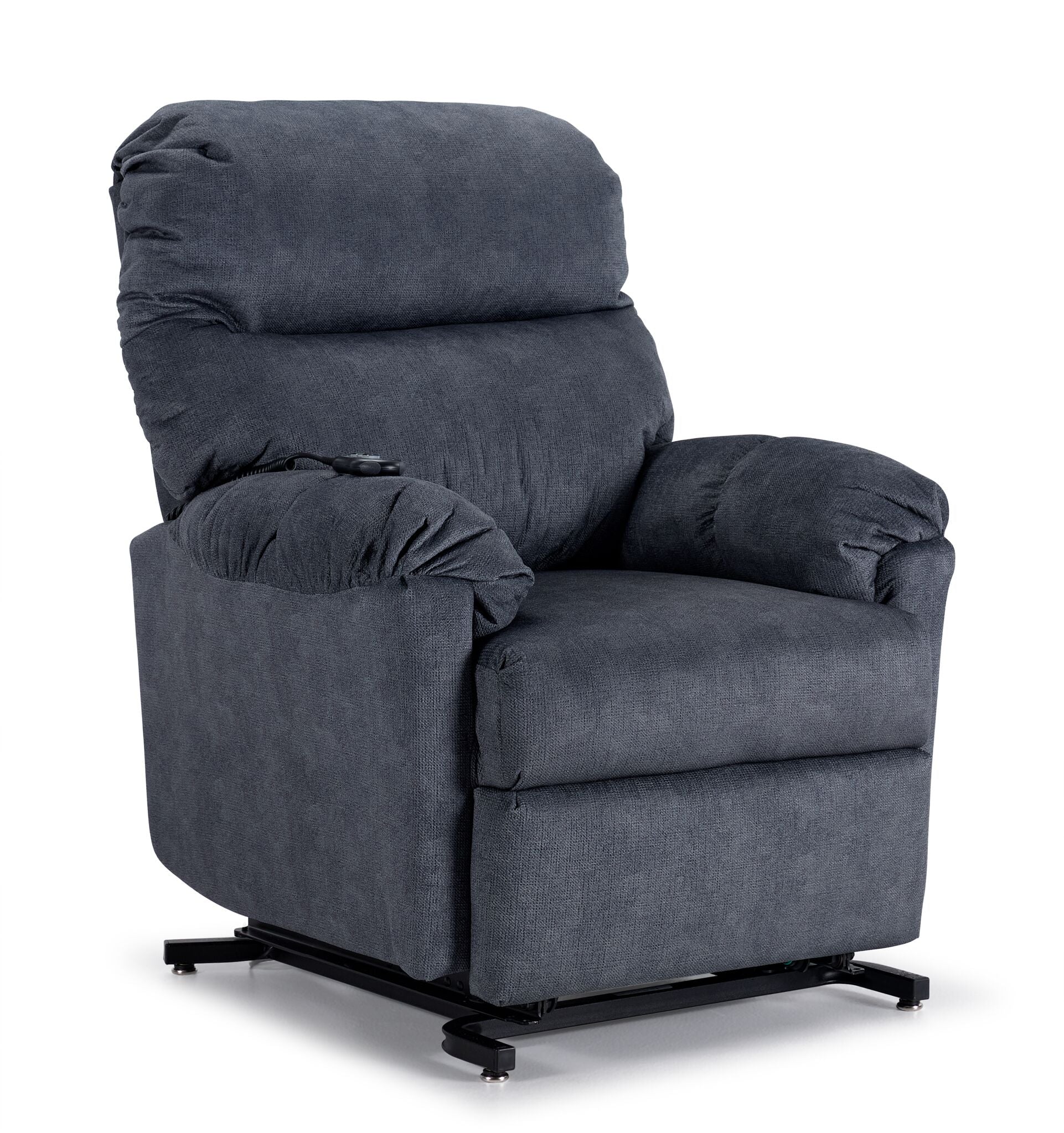 Power Lift Recliner Chair for Elderly - Slate Blue Electric Massage Recliner with Heat & USB Charging - Comfortable Lift Chair for Living Room, Bedroom & Home Theater