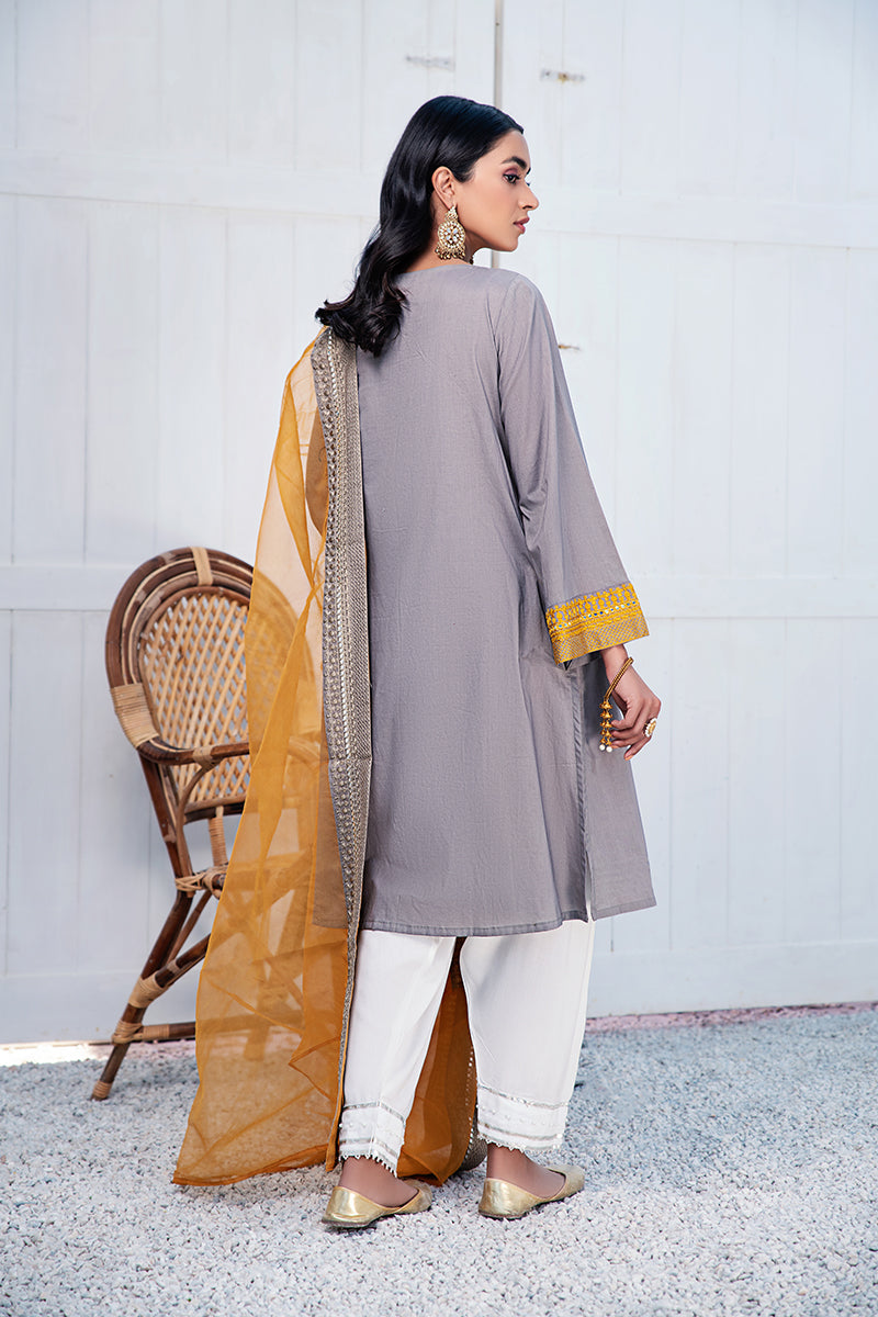 Elegant Amber Gray 2-Piece Set (Shirt & Dupatta) for Women - Perfect for Weddings, Parties & Festive Occasions