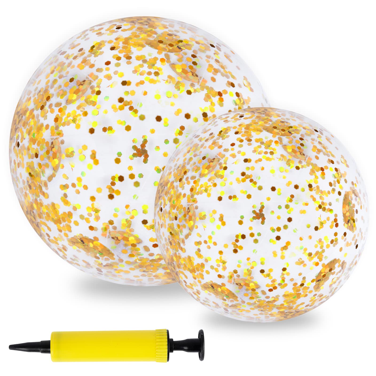 2 Pack Glitter Confetti Inflatable Beach Balls (24