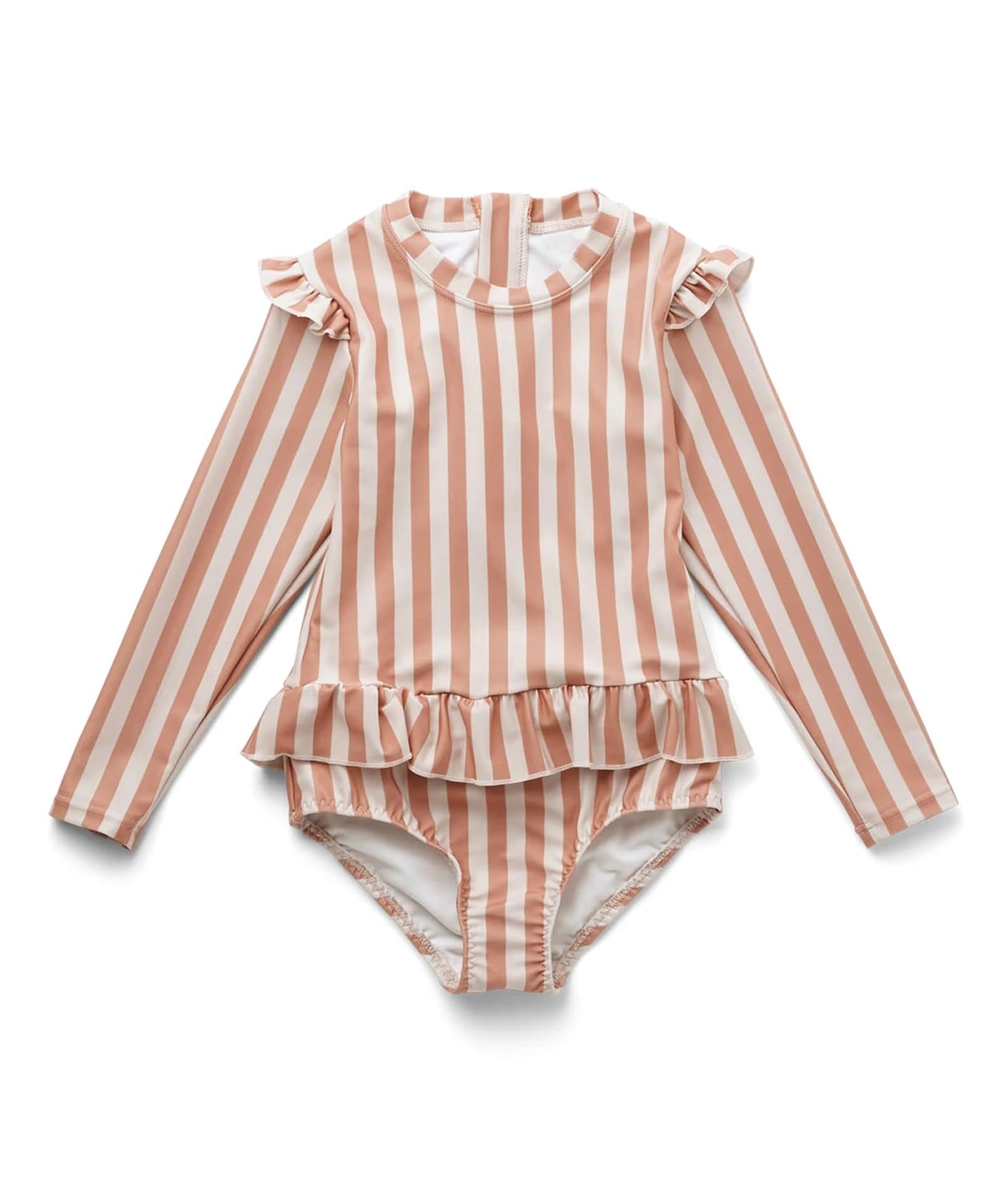 Girls Long Sleeve One Piece Swimsuits UPF 50+ Rash Guard Bathing Suit with Ruffle Butt - Sun Protection Beachwear for Toddler & Kids Swimming Lessons, Surfing, and Pool Play