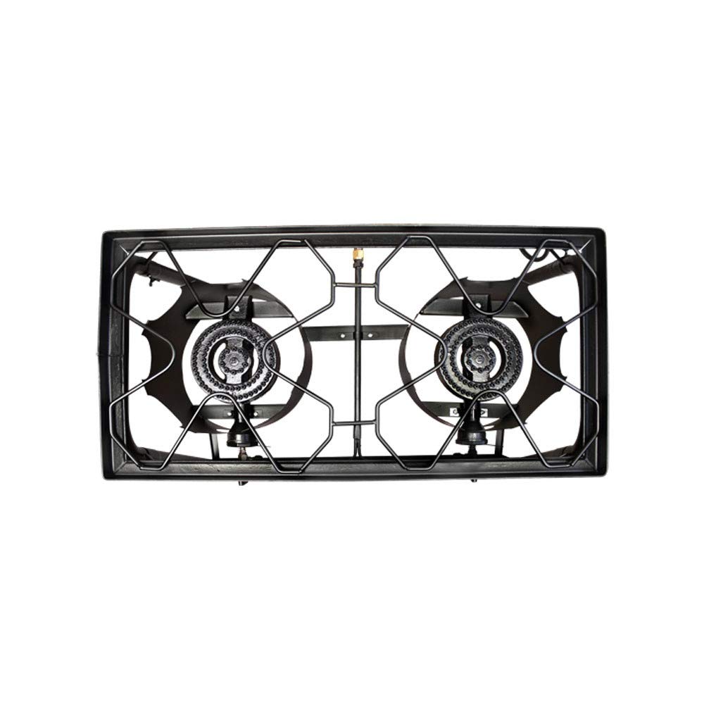 High Pressure Double Burner Stove Cooktop with Cast Iron Stand - Portable Outdoor Camping & Home Cooking Gas Stove for RV, Picnic, Backpacking