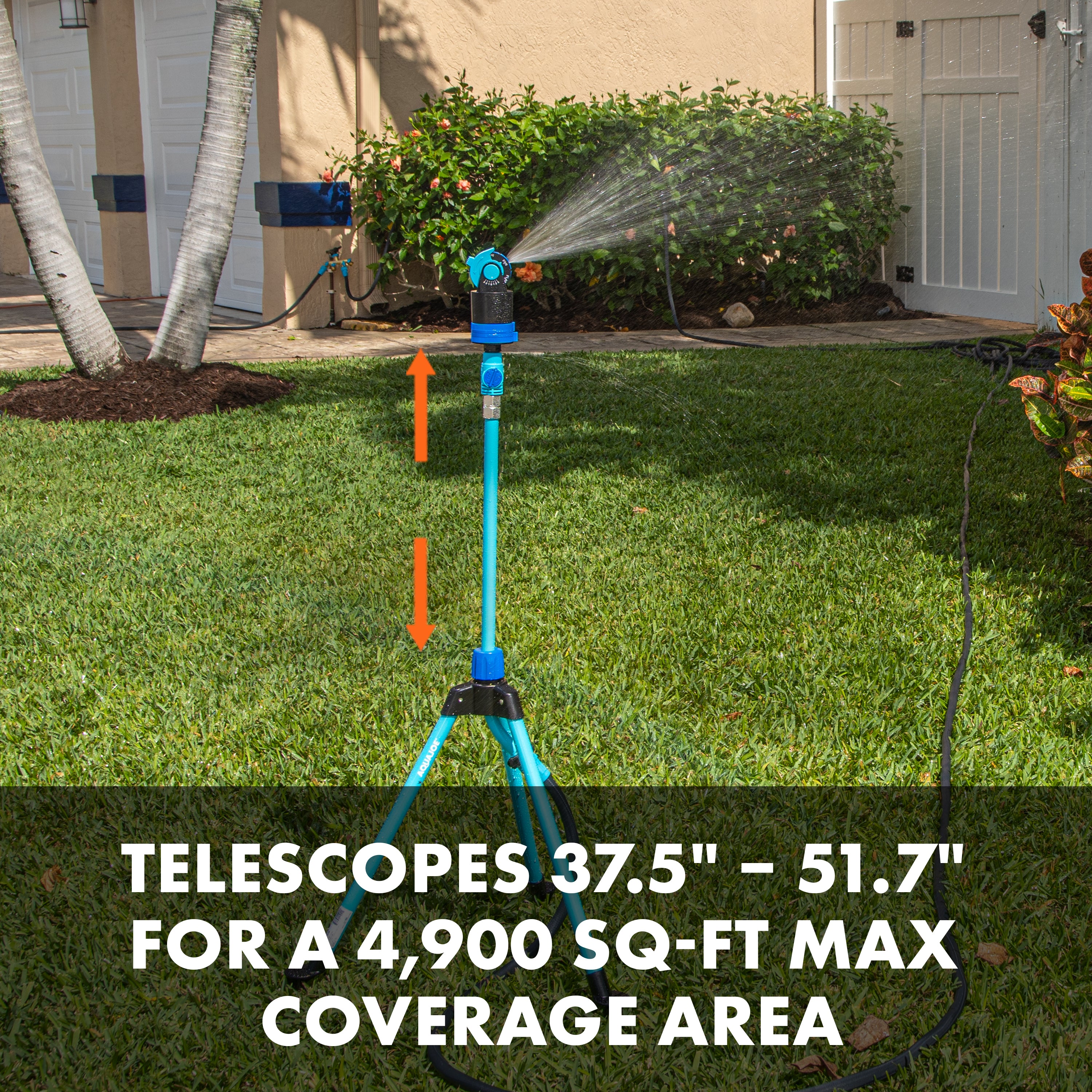 Aqua Joe AJ 6PSTB XL Heavy Duty Turbo Drive 360° Adjustable Sprinkler with Metal Tripod Base | 6 Spray Patterns & Flow Control Valve | Covers 4,900 Sq.Ft | Perfect for Large Lawns, Gardens & Outdoor Cooling