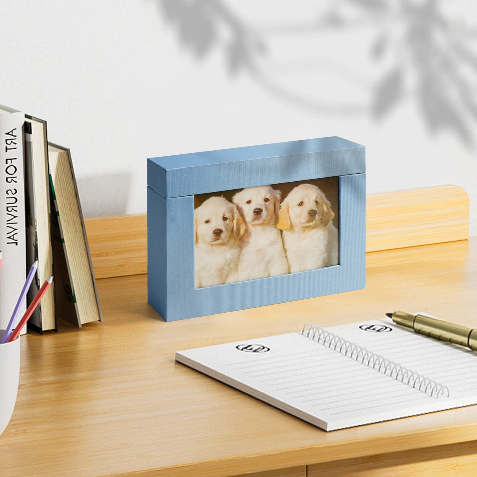 5x7 Cardboard Photo Storage Box - Organize Pictures, Family Photos & Postcards | Wedding Gift, Chocolate Gift Box | Perfect for Memory Keeping, Scrapbooking & Home Decor (Blue)
