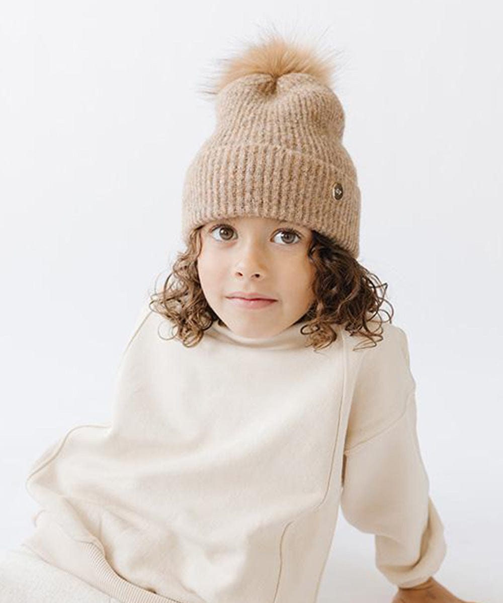 Milo Kids Pom Beanie - Soft Winter Hat for Boys & Girls - Warm Knit Beanie with Faux Fur Pom Pom - Perfect for Snow Play, Outdoor Activities & Cold Weather Fashion