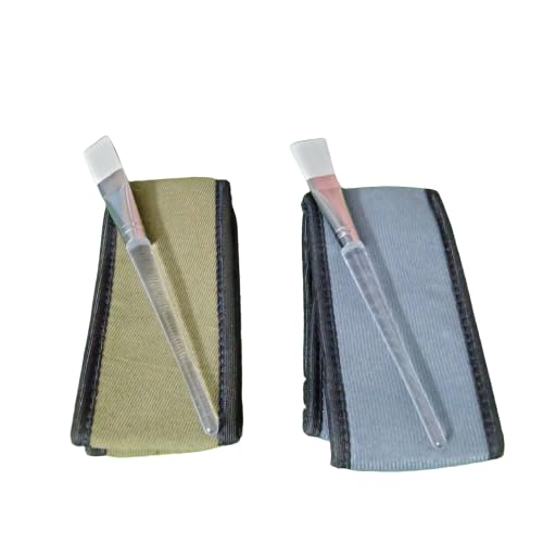 ZAUKY 2Pcs Wooden Handle Brush Set for Bleaching & Face Masks with 2Pcs Adjustable Makeup Headbands (Multicolor) - Perfect for At-Home Spa, Facial Treatments & Beauty Routines