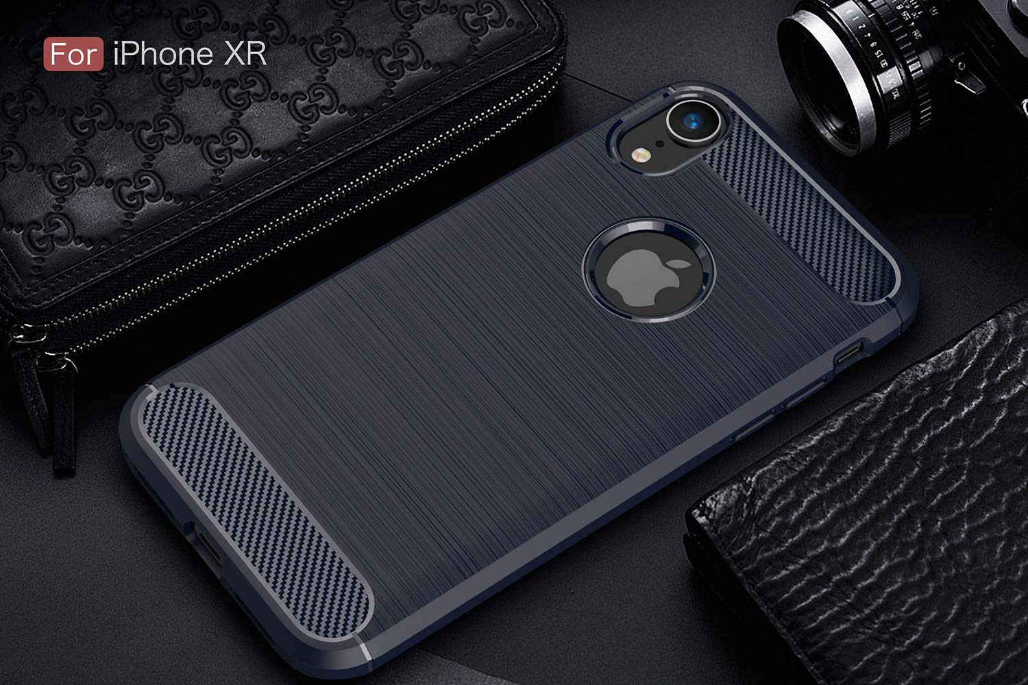 iPhone XR Case by Cell Shellz - Premium Brushed TPU Cover with Wireless Charging Support, Full Body Protection in Navy Blue | Perfect for Everyday Use, Travel & Work