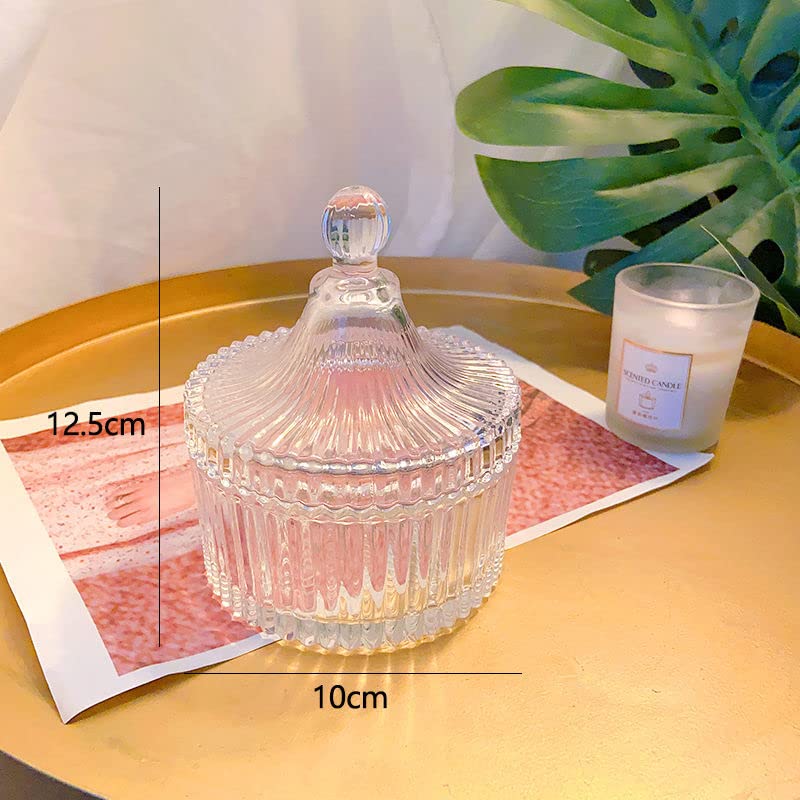 Royal Crystal Glass Candy Jar with Lid - 4 x 5 Inch, 10oz/300ml - Decorative Storage Container for Candy, Cookies, Chocolate, Nuts, Jewelry & Small Items - Perfect for Kitchen, Party, Wedding & Home Decor