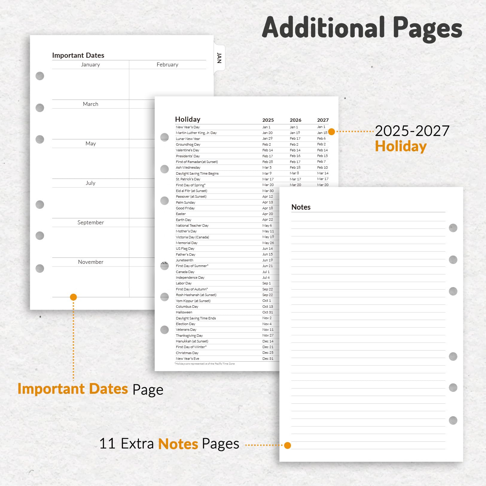 2025 Weekly & Monthly Planner Refills - 6-Hole Punched A5 Planner Inserts (Jan-Dec 2025) | 5.5