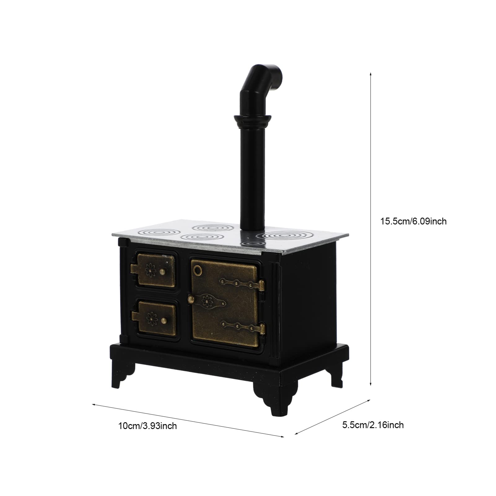 Miniature Dollhouse Kitchen Accessories - Cast Iron Long Chimney Old Range Cooker Stove Model - 15.5x10cm Mini Furniture for Dollhouse DIY & Collectibles - Perfect for Dollhouse Decor, Miniature Displays, and Model Train Scenes