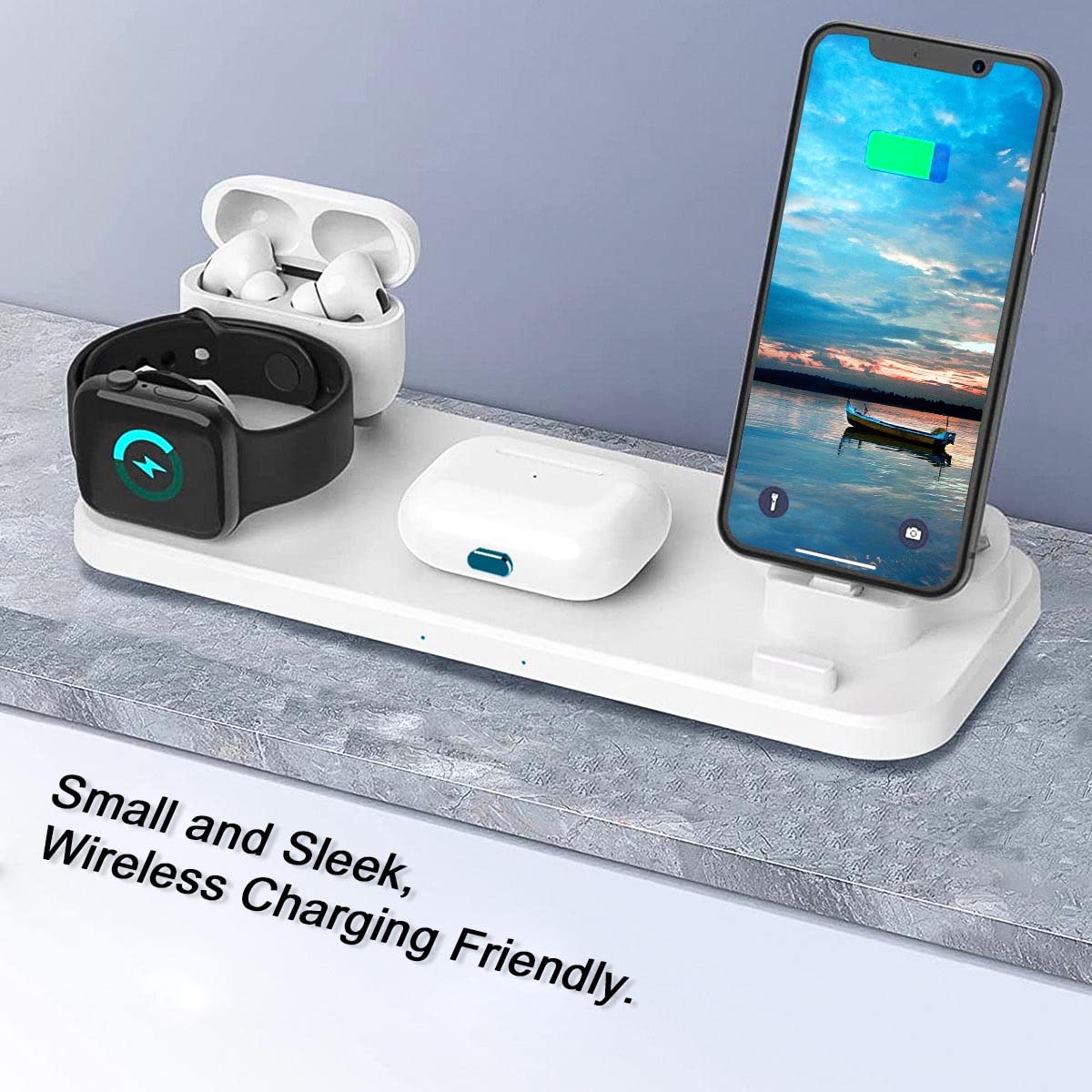 4 Pack Anti Dust Plugs - Pacific Blue Charging Port Cover Caps for iPhone 14/13/12/11 Plus/Pro/Max, iPad & AirPods | Dustproof, Wireless Charger & Phone Case Friendly | Prevent Loss | Perfect for Travel, Gym & Daily Protection