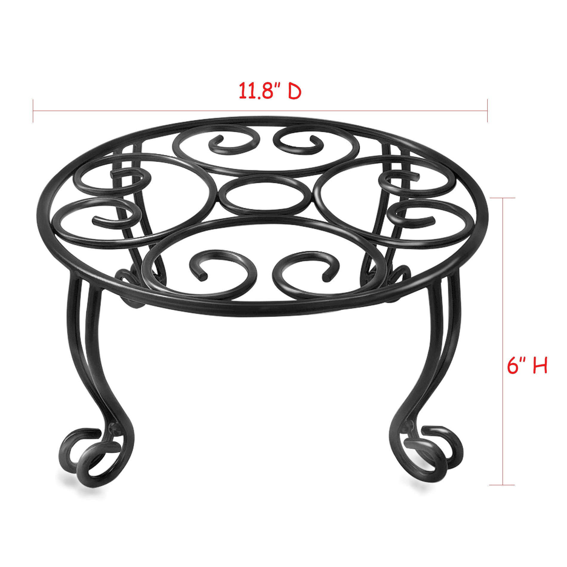 2 Tier 28.4 Inch Tall Metal Plant Stand - Set of 2 Indoor/Outdoor Flower Pot Holder with 6 Inch Height - Perfect for Balcony, Patio, Garden Decor and Home Plant Display