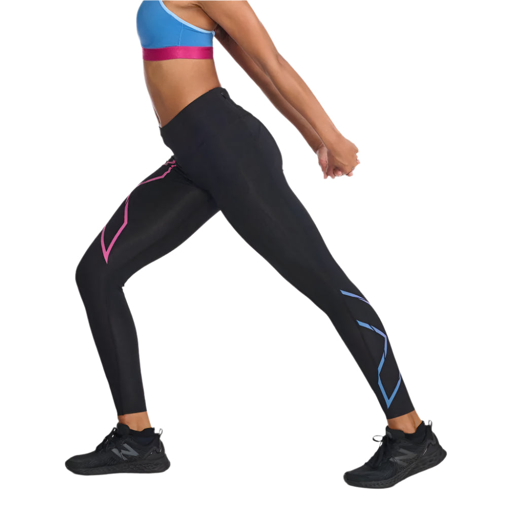 2XU Women's Light Speed Mid Rise Compression Tights - High Performance Workout Leggings for Running, Yoga & Gym - Moisture Wicking & Breathable Activewear