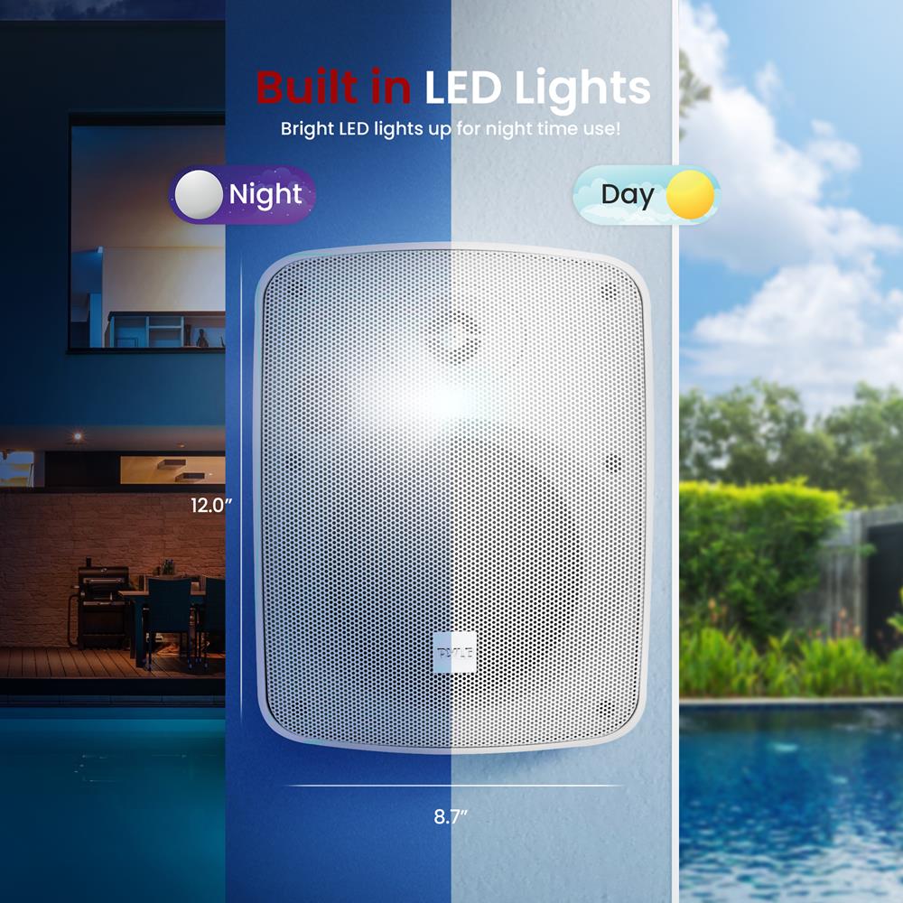 5.25 Inch Indoor/Outdoor Wall Mount Speakers - Weatherproof Stereo Sound System for Patio, Garden, Pool & Home Theater Installation