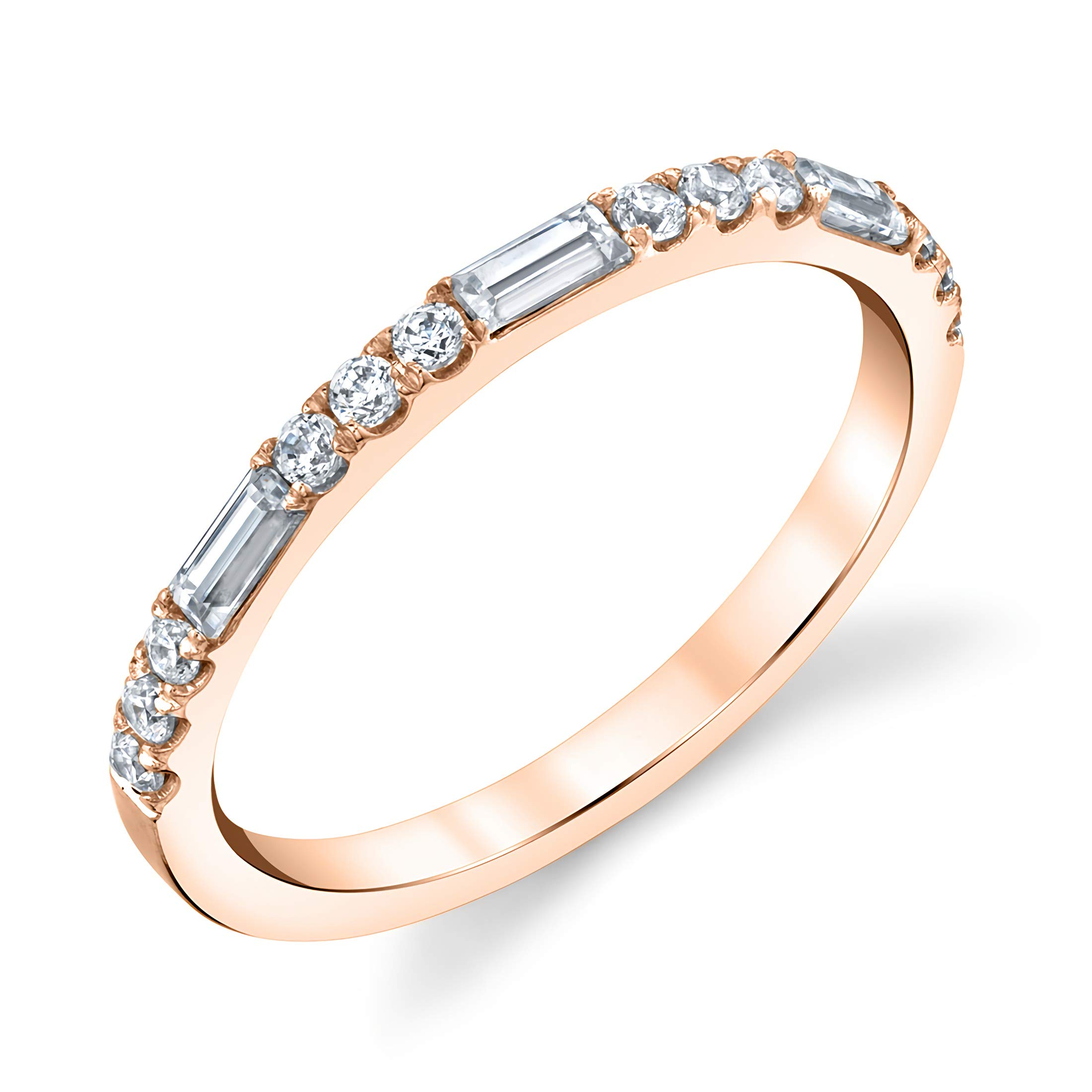 0.4 Carat Moissanite Wedding Band for Women - 10K/14K/18K Gold or Platinum Plated Silver Engagement Ring - Perfect for Bridal, Anniversary & Special Occasions