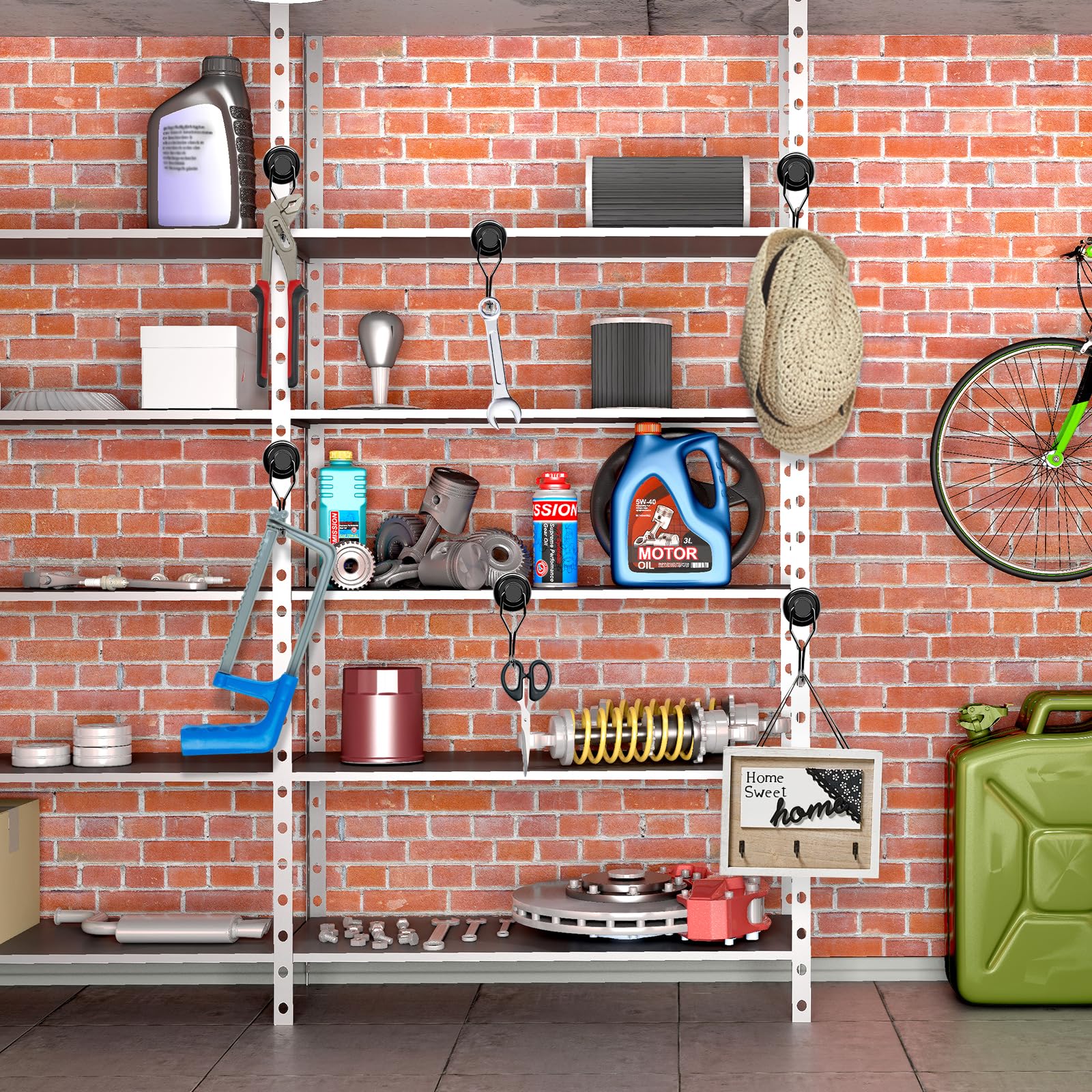 LOVIMAG 8-Pack Magnetic Hooks - Heavy Duty for Garage, Fridge & Travel