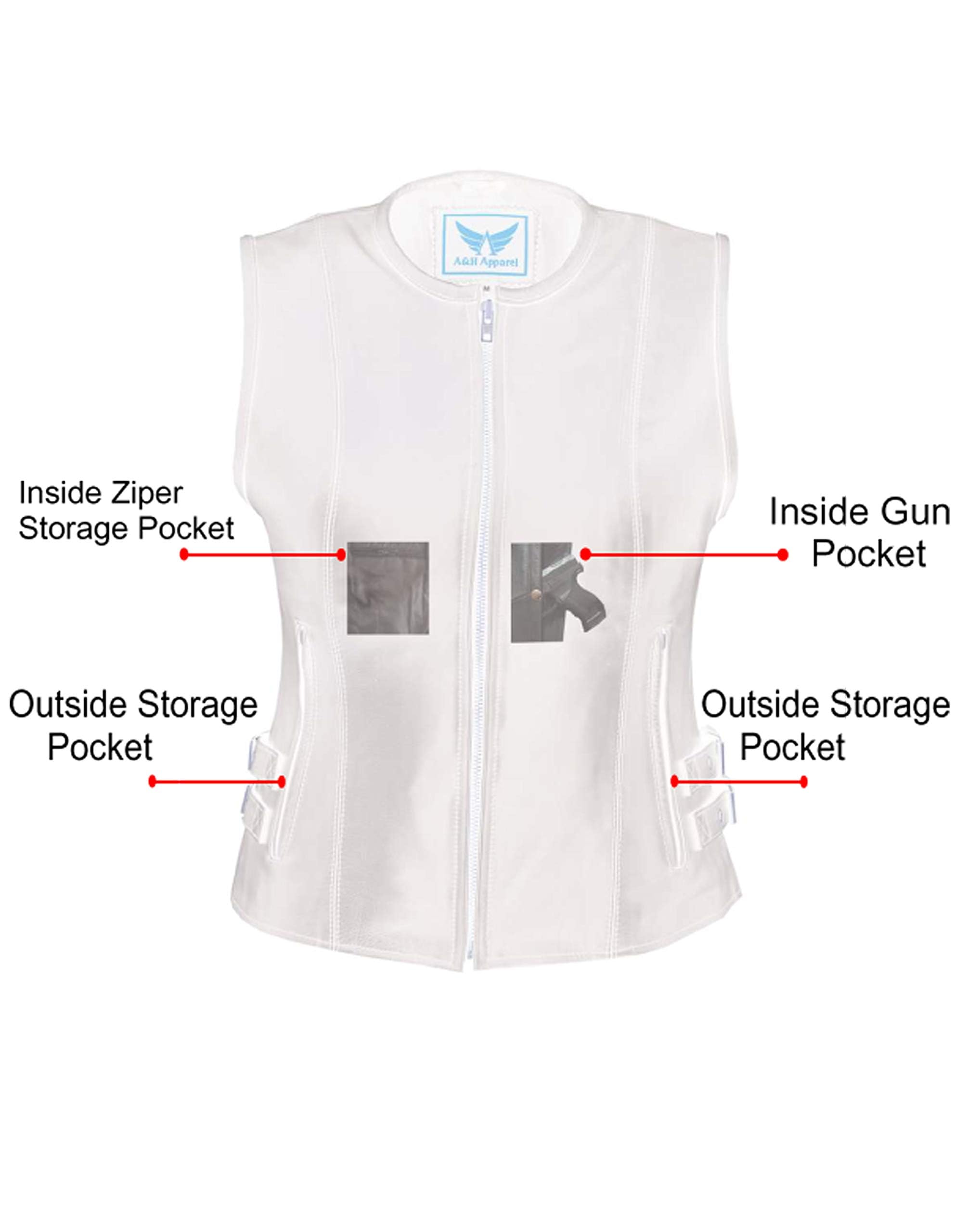 Women's Classic Motorcycle Biker Vest - Genuine Cowhide Leather Jacket with Gun Pocket | A&H Apparel | Perfect for Riding, Outdoor Adventures & Casual Wear