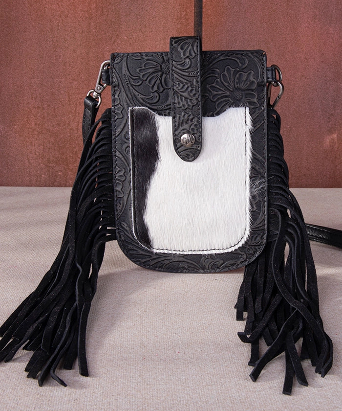 Montana West Genuine Cowhide Fringe Crossbody Phone Purse - Stylish Leather Wallet Case for iPhone & Android - Perfect for Concerts, Shopping & Night Out