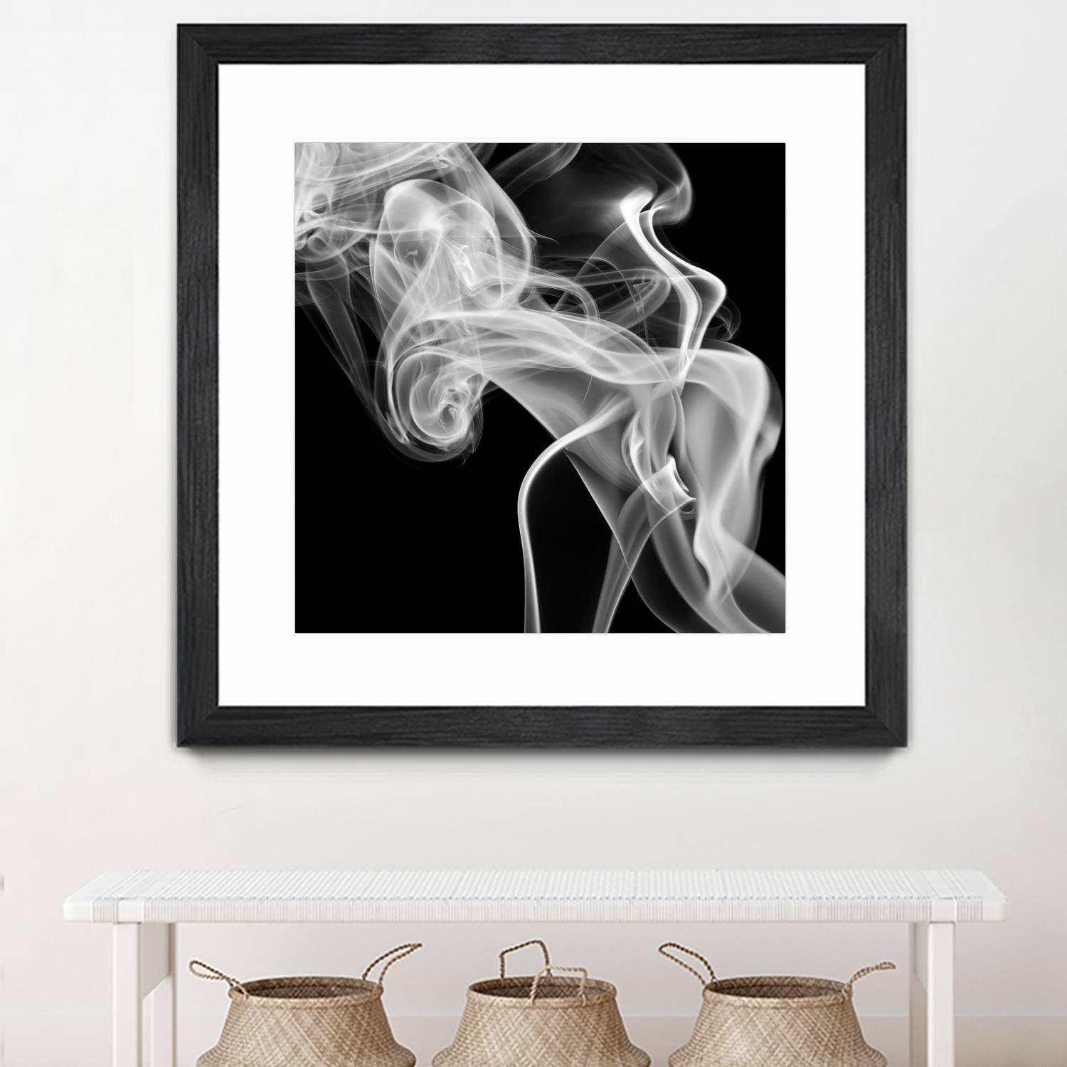 Black Smoke Abstract Square Wall Art - Modern Canvas Painting for Home & Office Decor | Perfect for Living Room, Bedroom, or Workspace