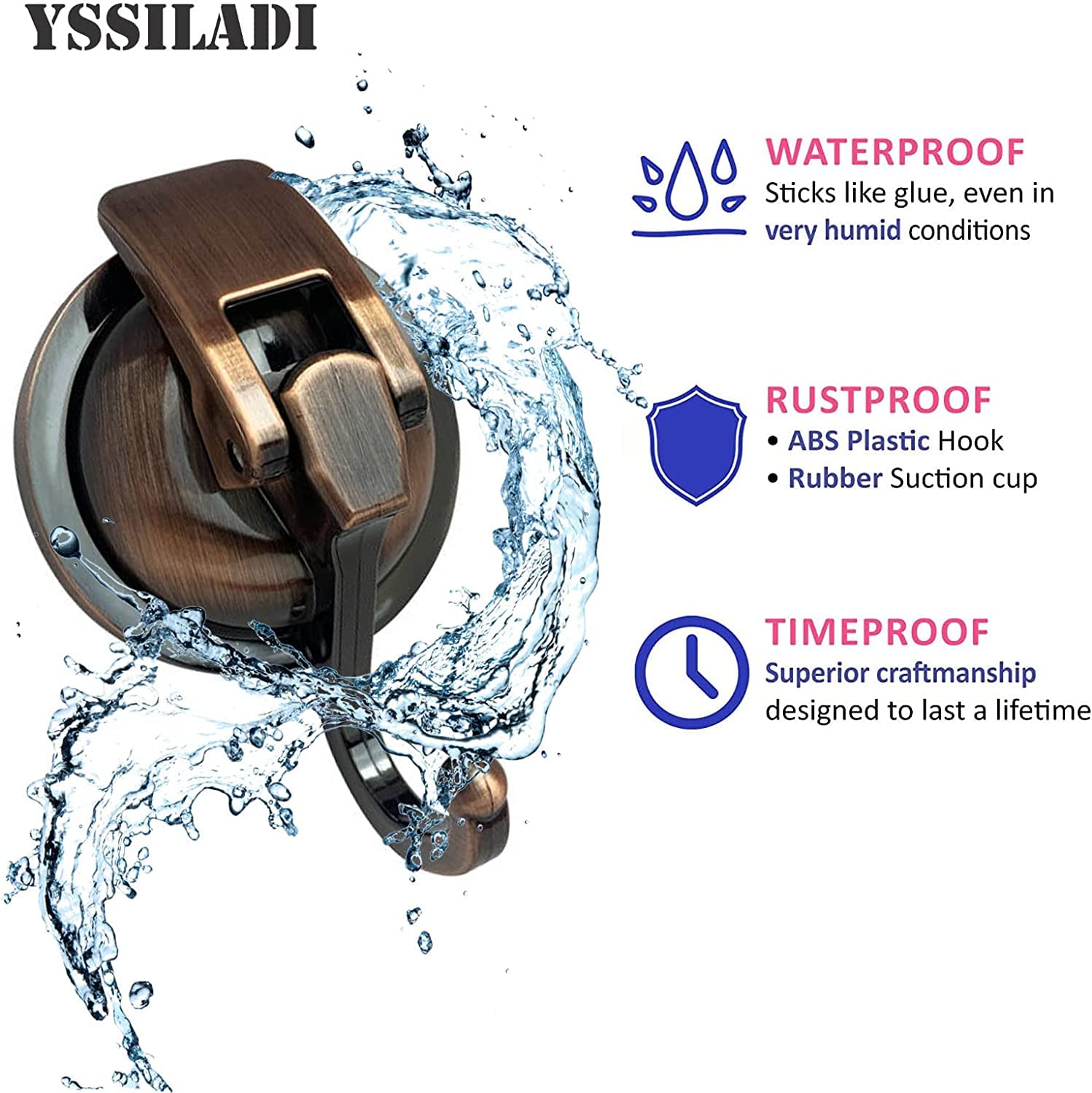 Heavy Duty Vacuum Suction Cup Hooks for Shower - 2 Pack Antique Brass Glass Suction Hooks, No Drill Reusable Towel & Robe Hooks - Perfect for Bathroom Organization, Garland Decoration & Home Decor
