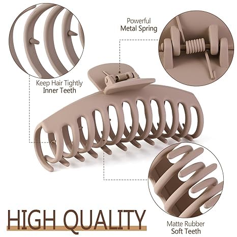 KK CREATIONS Korean 4-Pack Large Claw Clips for Thick Hair - Matte Multi-Shape Hair Clips, French Jaw Clips Hair Accessories for Women - Perfect for Updos, Ponytails & Everyday Hairstyles