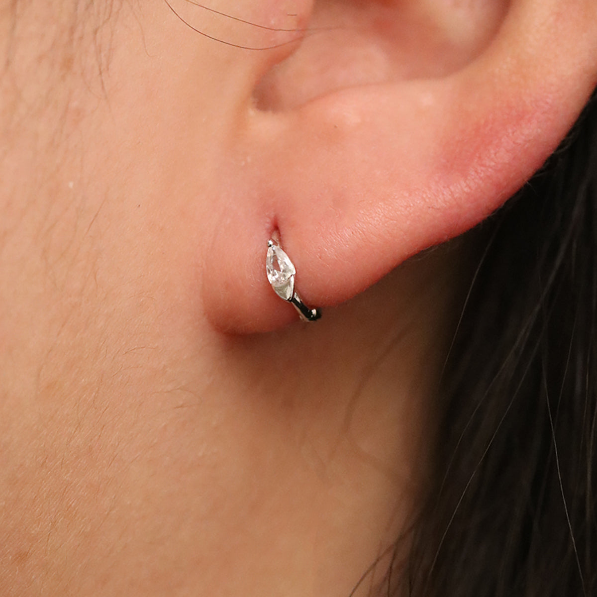 Dainty Teardrop Cubic Zirconia Huggie Earrings for Women - Minimalist Gold Hoop Earrings for Everyday Wear, Date Night & Special Occasions