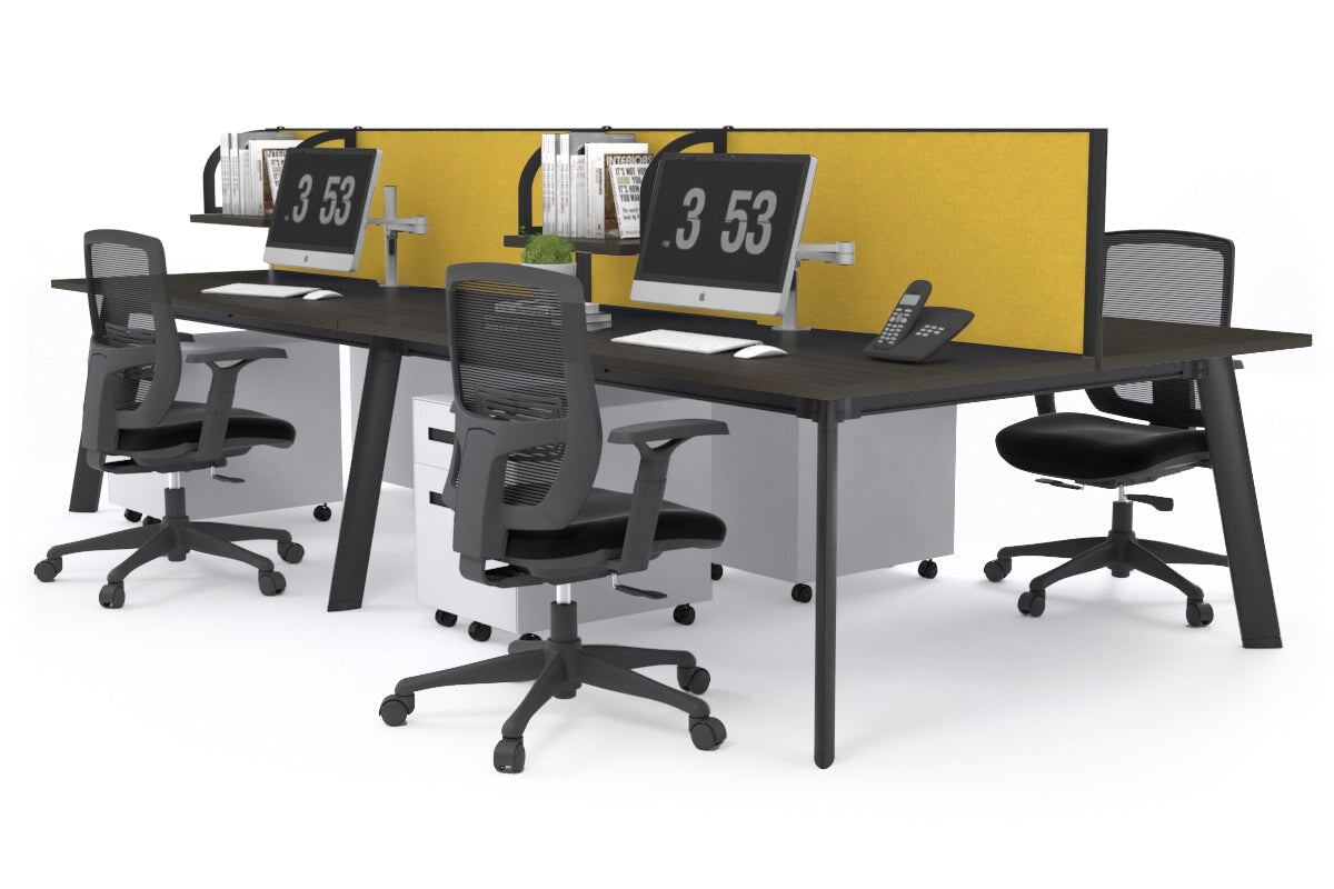 4-Person Workstation with Black Frame - 1200L x 800W Office Desk with Cable Management for Team Collaboration | Perfect for Open Offices, Coworking Spaces & Home Offices