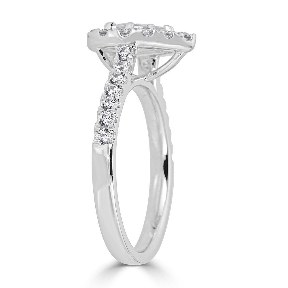 14K Gold 1.50 CTW Diamond Pear Halo Cathedral Engagement Ring for Women - Elegant Wedding Band, Anniversary Gift, Bridal Jewelry