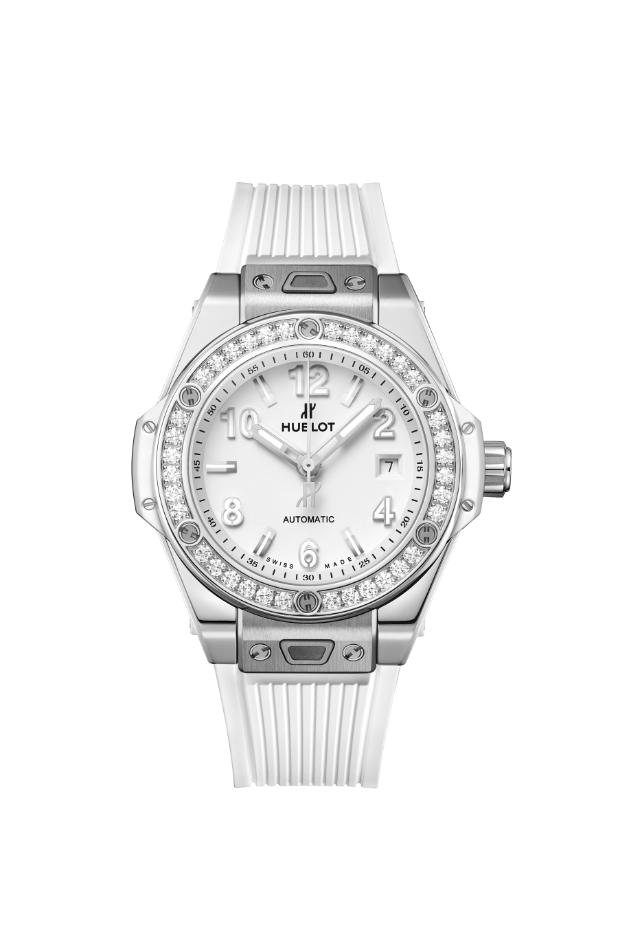 Hublot Big Bang 33mm One Click Steel White Pave Diamond Watch for Women - Luxury Swiss Automatic Timepiece for Business, Party & Special Occasions