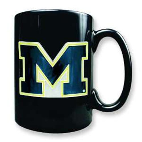 Michigan Wolverines 15oz Black Ceramic Mug - Officially Licensed College Football Fan Gift - Perfect for Coffee, Tea & Game Day Tailgating