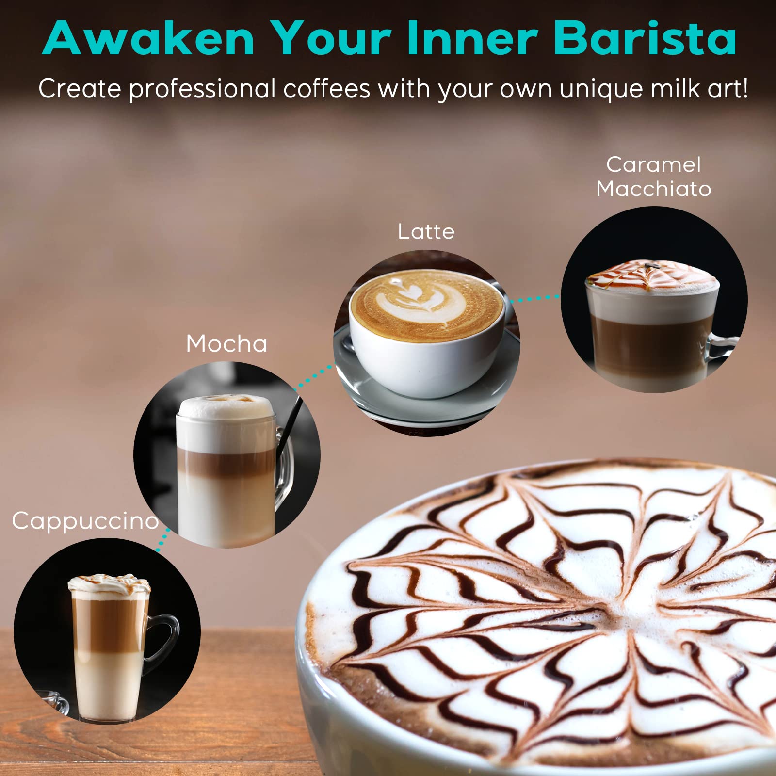 **Casabrews Espresso Coffee Machine with Milk Frother Wand - 15 Bar Pump Pressure, Detachable Water Tank, Professional Barista & Home Use - Perfect for Lattes, Cappuccinos & Cafe-Style Drinks (Black/Silver)**