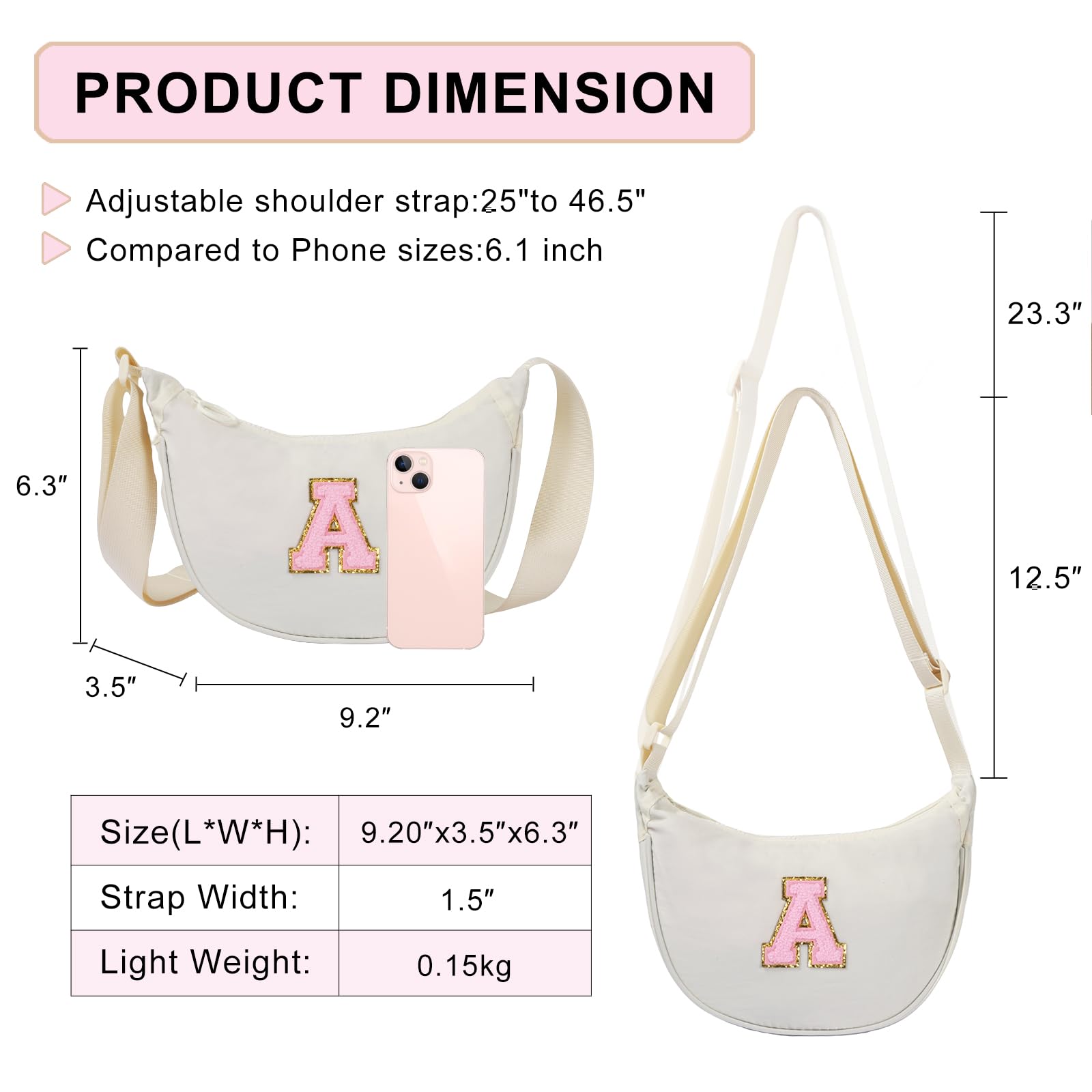 Personalized Initial Small Crescent Crossbody Bag for Women - Trendy Cute Birthday & Holiday Gift for Her - Perfect for Everyday Use, Travel, and Special Occasions