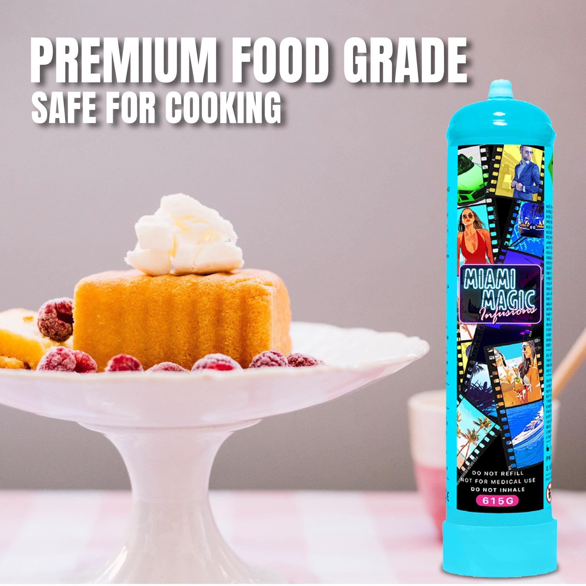 Premium Miami Magic Whipped Cream Chargers - 9g, 600pk (100 x 6 Boxes) | Food-Grade N2O for Professional Desserts, Coffee Toppings & Cocktail Garnishes | Compatible with All Standard Whippers & Cream Dispensers | Perfect for Bakeries, Cafes & Home Chefs