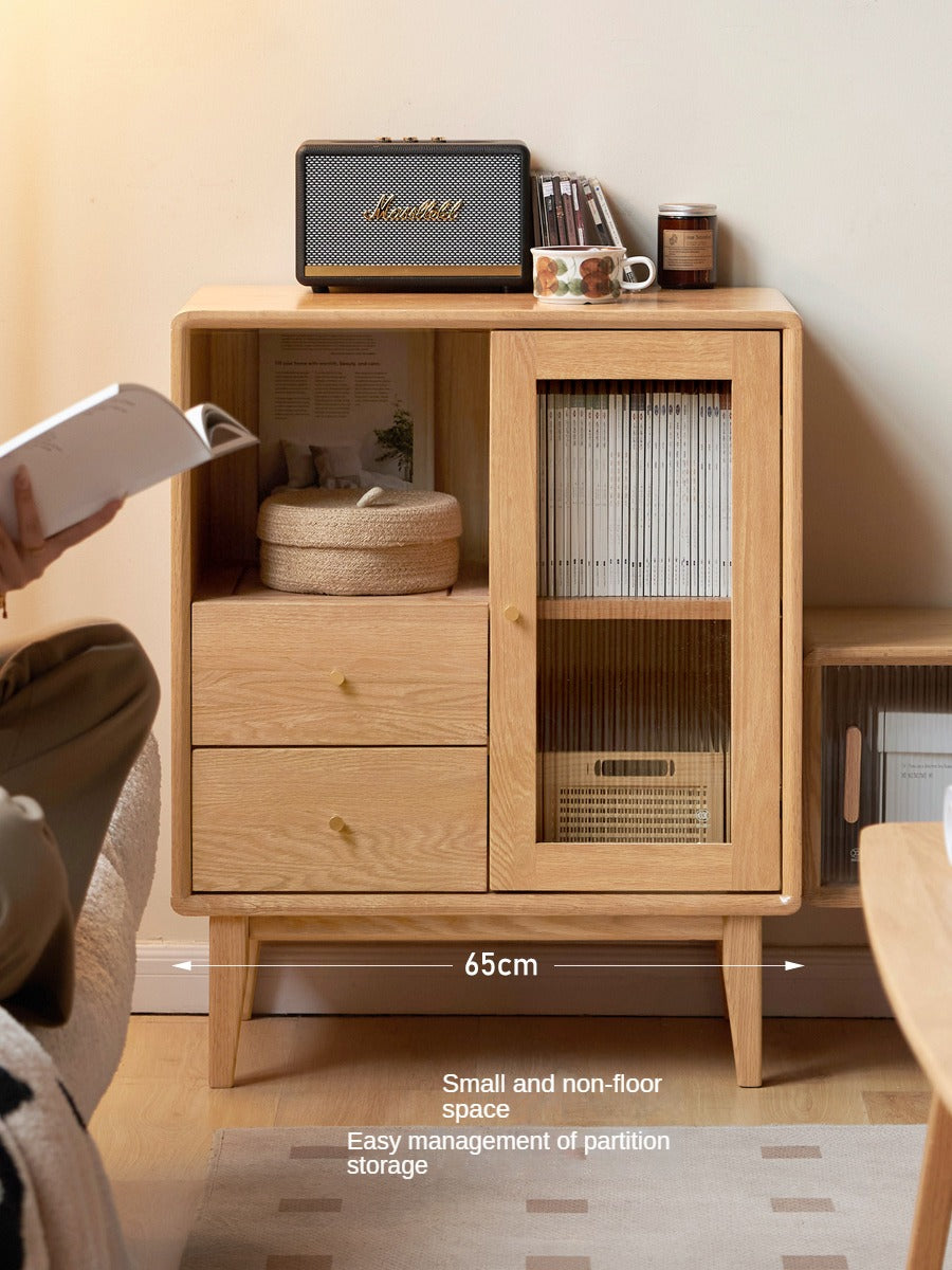 Solid Oak Wood Side Cabinet - Rustic Home Storage for Living Room, Bedroom & Entryway - Perfect for Organizing Books, Decor & Essentials