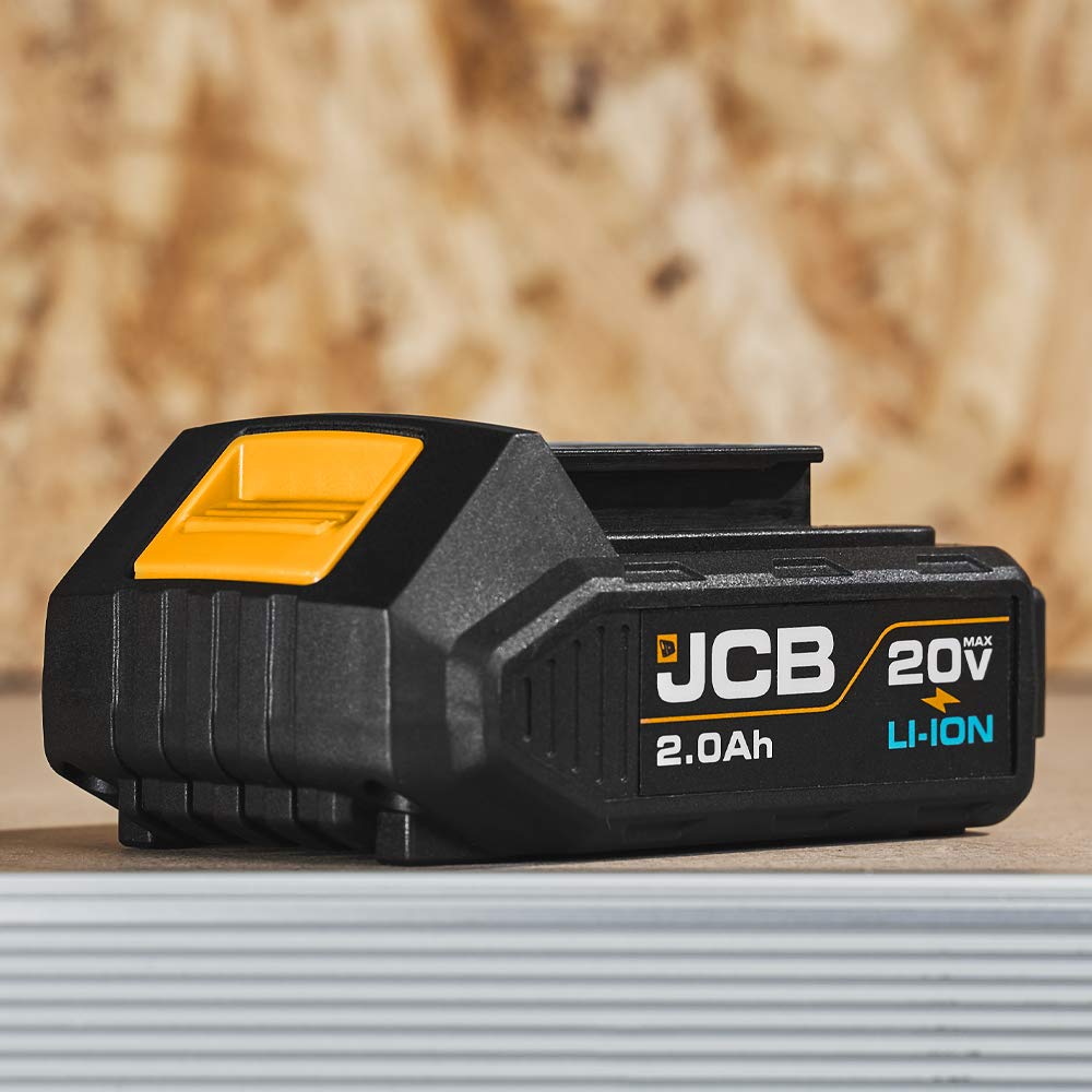 JCB 20V 2.0Ah Lithium-Ion Battery with Charge Indicator - Compatible with JCB 20V Power Tools (Drill, Jigsaw, Circular Saw) - Perfect for DIY Projects, Construction Work & Home Renovations
