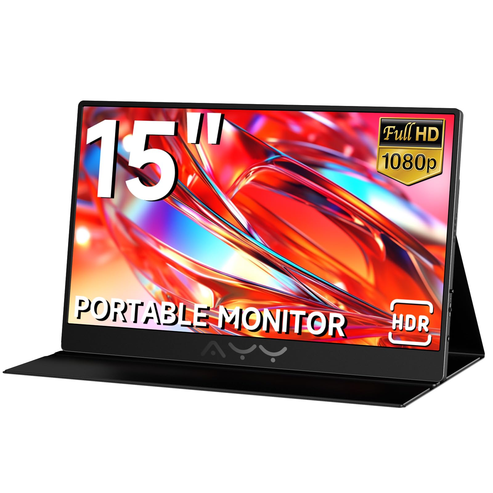 AYY 15.6 Inch Portable Monitor for Laptop - Full HD 1080P USB-C HDMI External Display with HDR IPS Panel | Dual Screen for Work & Gaming | Compatible with PC, Mac, Phone, PS5, Xbox, Switch | Built-in Speakers | Perfect for Remote Work, Business Travel & Mobile Gaming