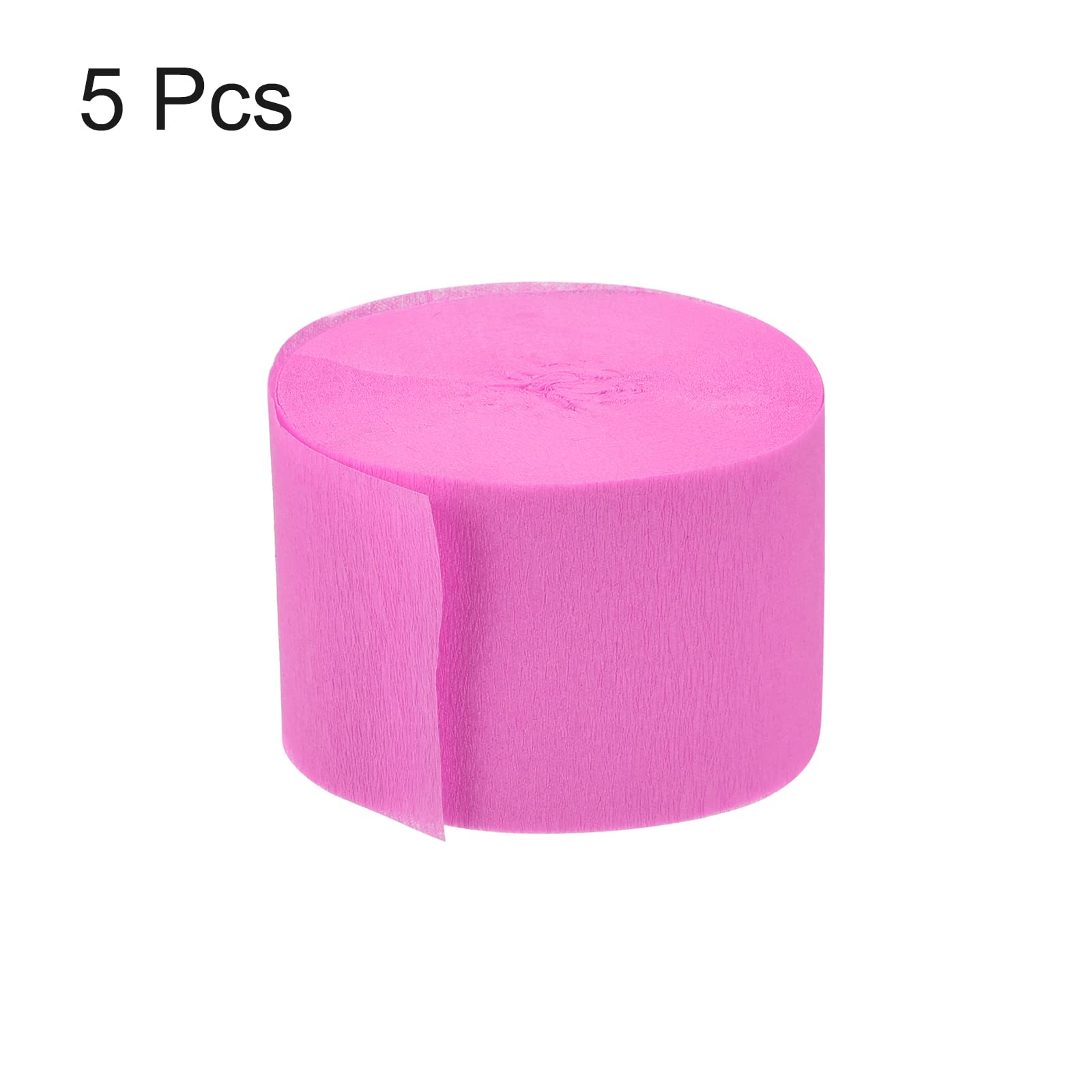 Meccanity 82ft Crepe Paper Streamers - 1.77 Inch Wide Bright Pink Decorative Ribbon (5 Pack) for Birthday Parties, Weddings, Thanksgiving & Christmas Decorations | DIY Craft, Photo Backdrops, Gift Wrapping & Event Decor
