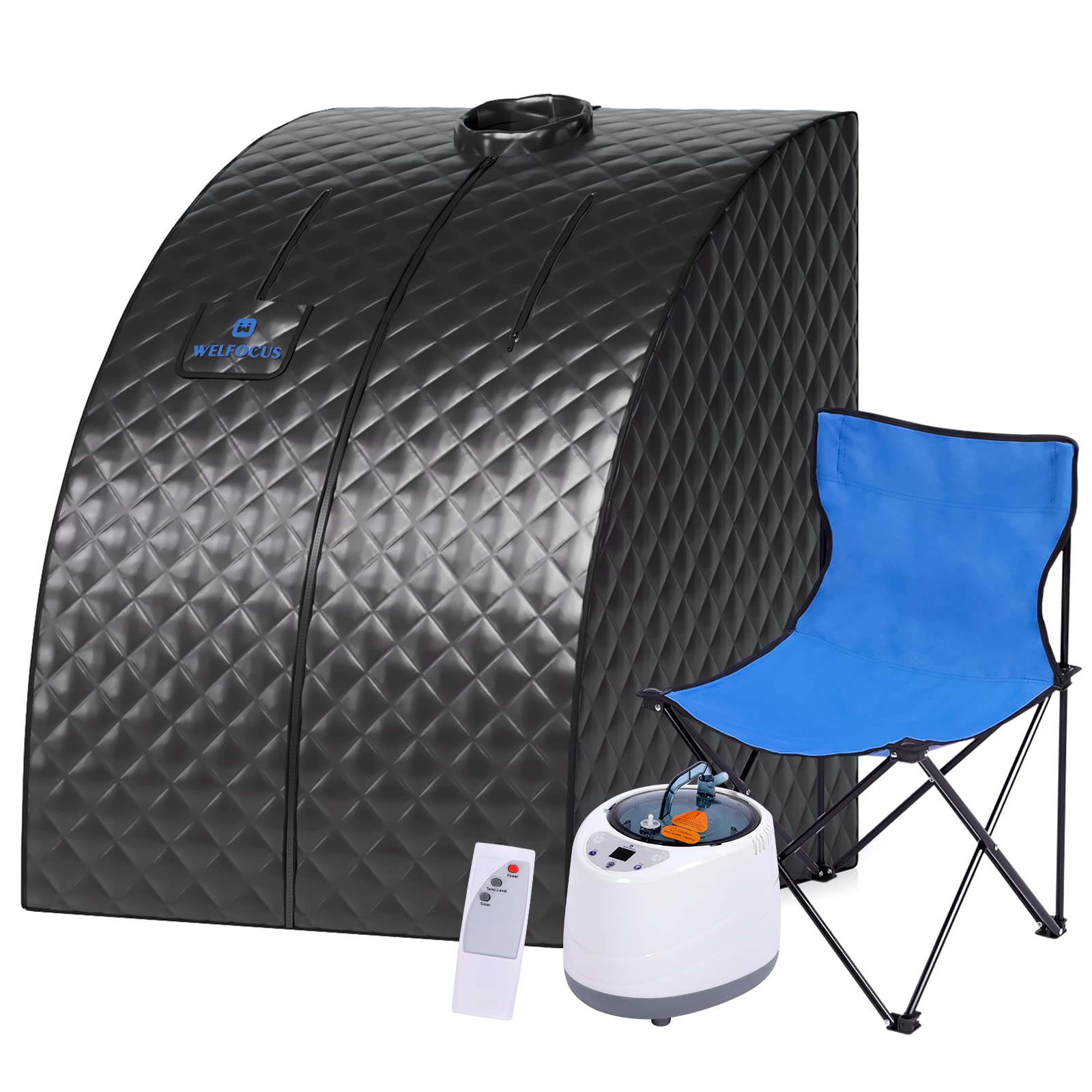 Portable Home Sauna Tent with 800W Steam Generator - Foldable Chair, 60-Minute Timer & Remote Control - Detox & Relaxation for Personal Spa Therapy - Ideal for Home Use, Yoga Recovery & Stress Relief - Gray