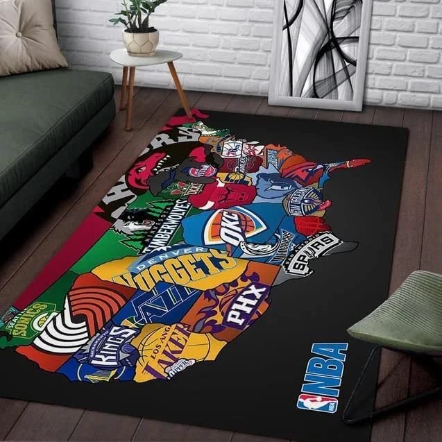 Basketball Sports Rug - Non-Slip Area Carpet for Boys & Girls Bedroom, Kids Room Decor, Hypebeast Themed Play Mat (48