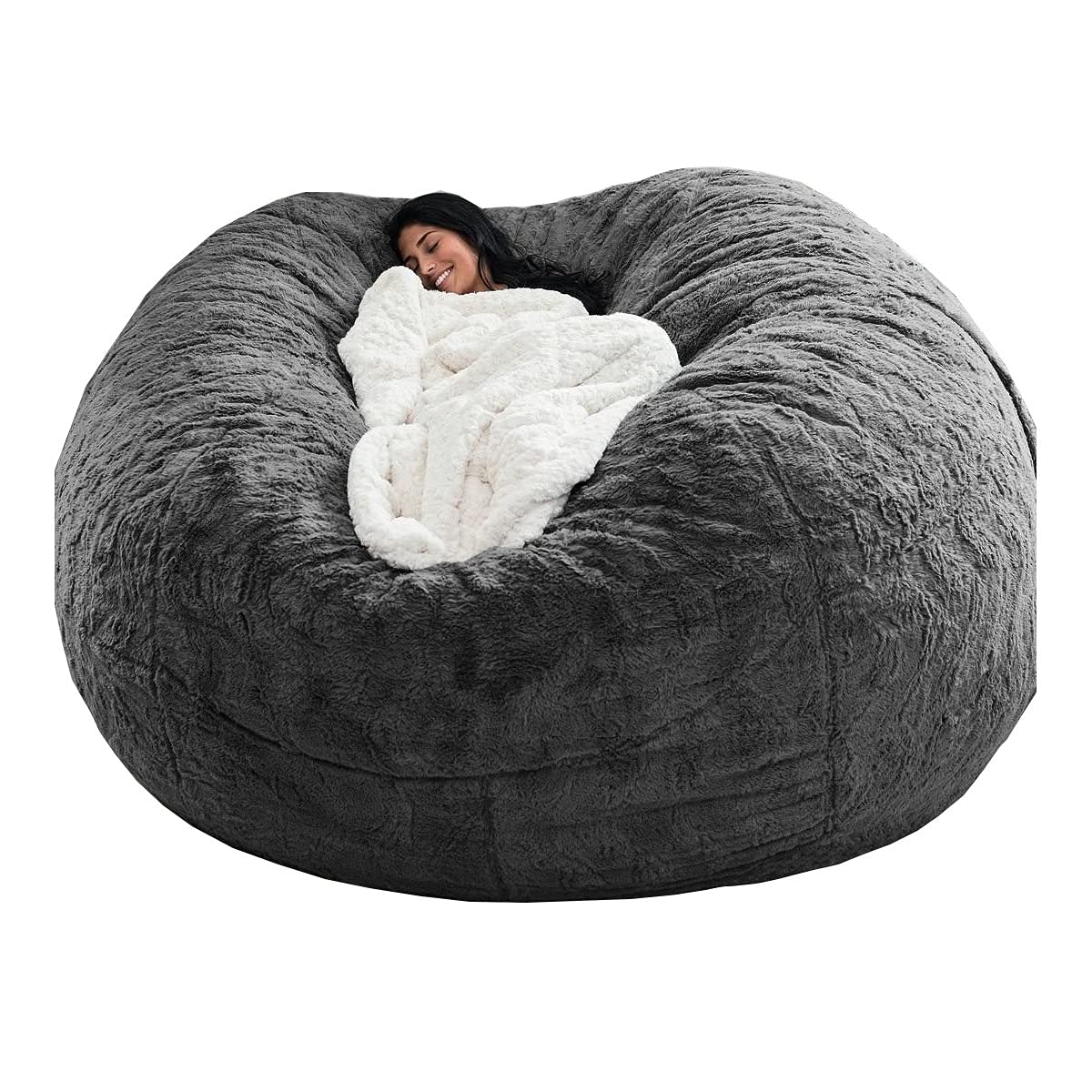 WXQY Extra Large Bean Bag Chair Cover - Washable & Removable Slipcover for Beanbag Sofa Bed, XL Size Fits Kids & Adults, Pink/Black with Zipper - Perfect for Living Room, Bedroom, Playroom & Stuffed Toy Storage