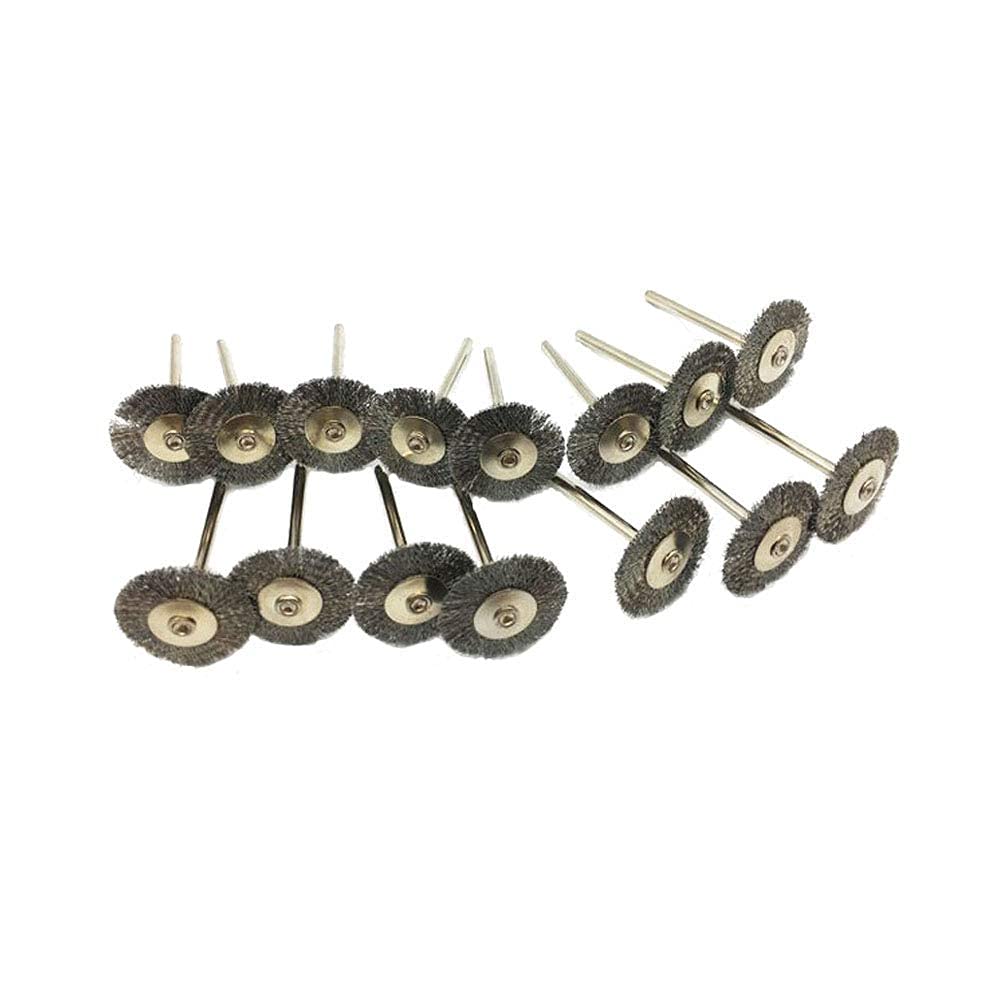 15 Pcs T-Shaped Stainless Steel Wire Brush Wheels - 1/8