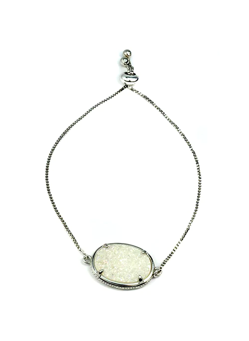 Ariana Large Druzy Bracelet in Silver - Elegant Crystal Beaded Bracelet for Women, Perfect for Parties, Weddings & Everyday Wear