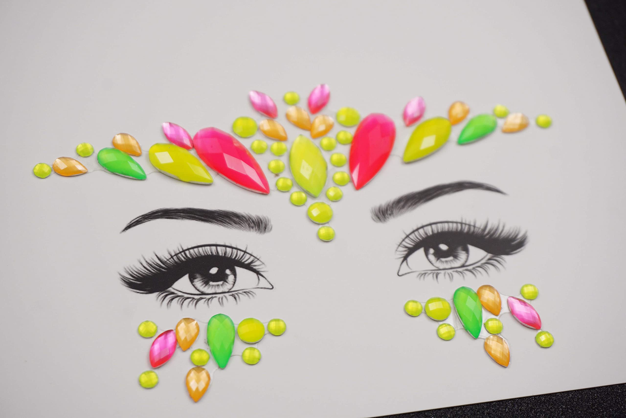 Topz Neon Face Jewels & Body Gems - Rainbow Crystal Rhinestone Stickers for Christmas Makeup, Festival Glitter & Temporary Tattoos | Perfect for Raves, Concerts, Halloween & Costume Parties